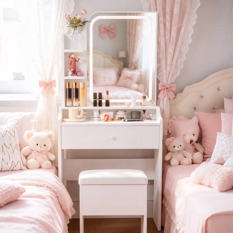 White Vanity Set with Smart LED Mirror by HouseOfZazla