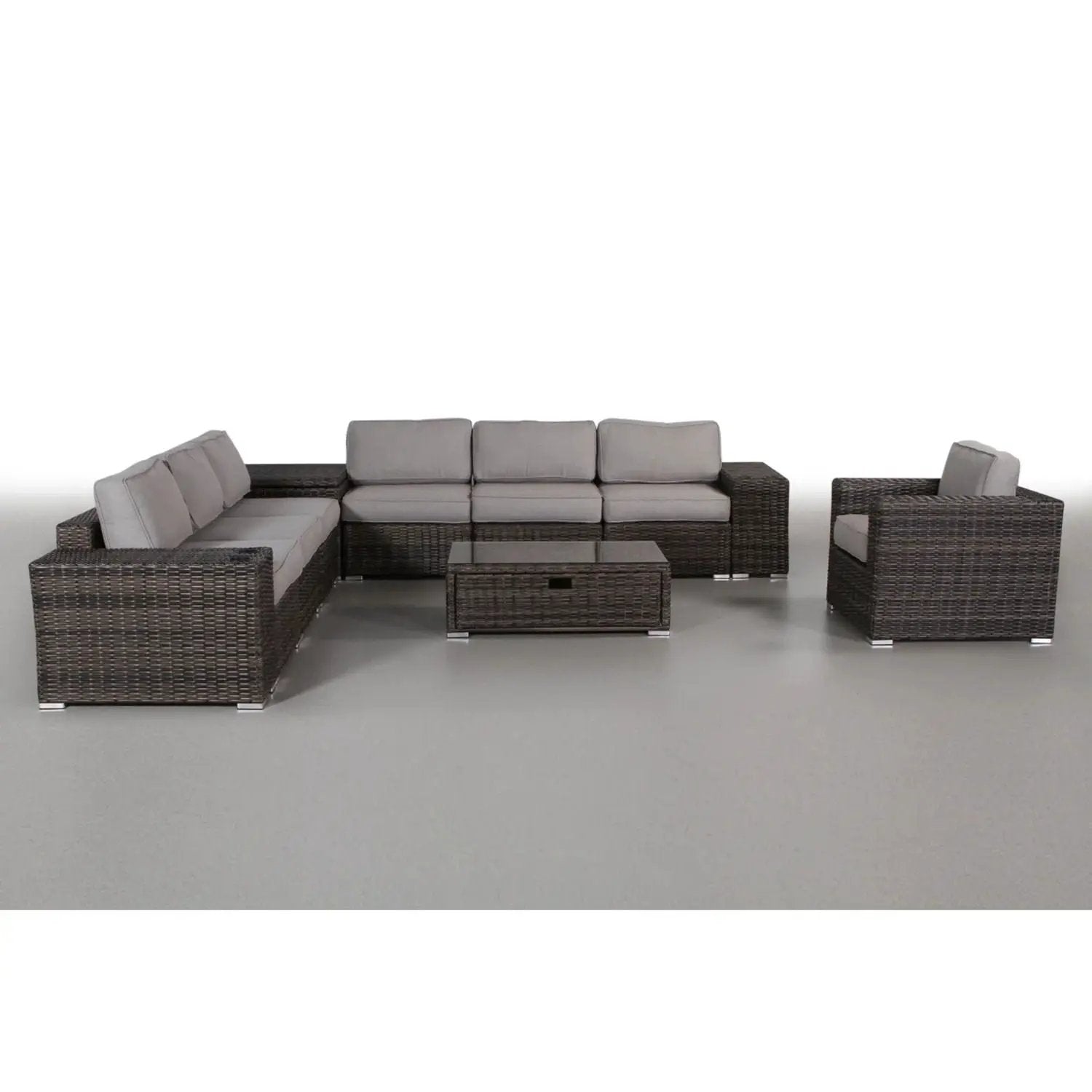 Modern Patio Rattan Sectional Set With Cushions by Unique Piece Furniture
