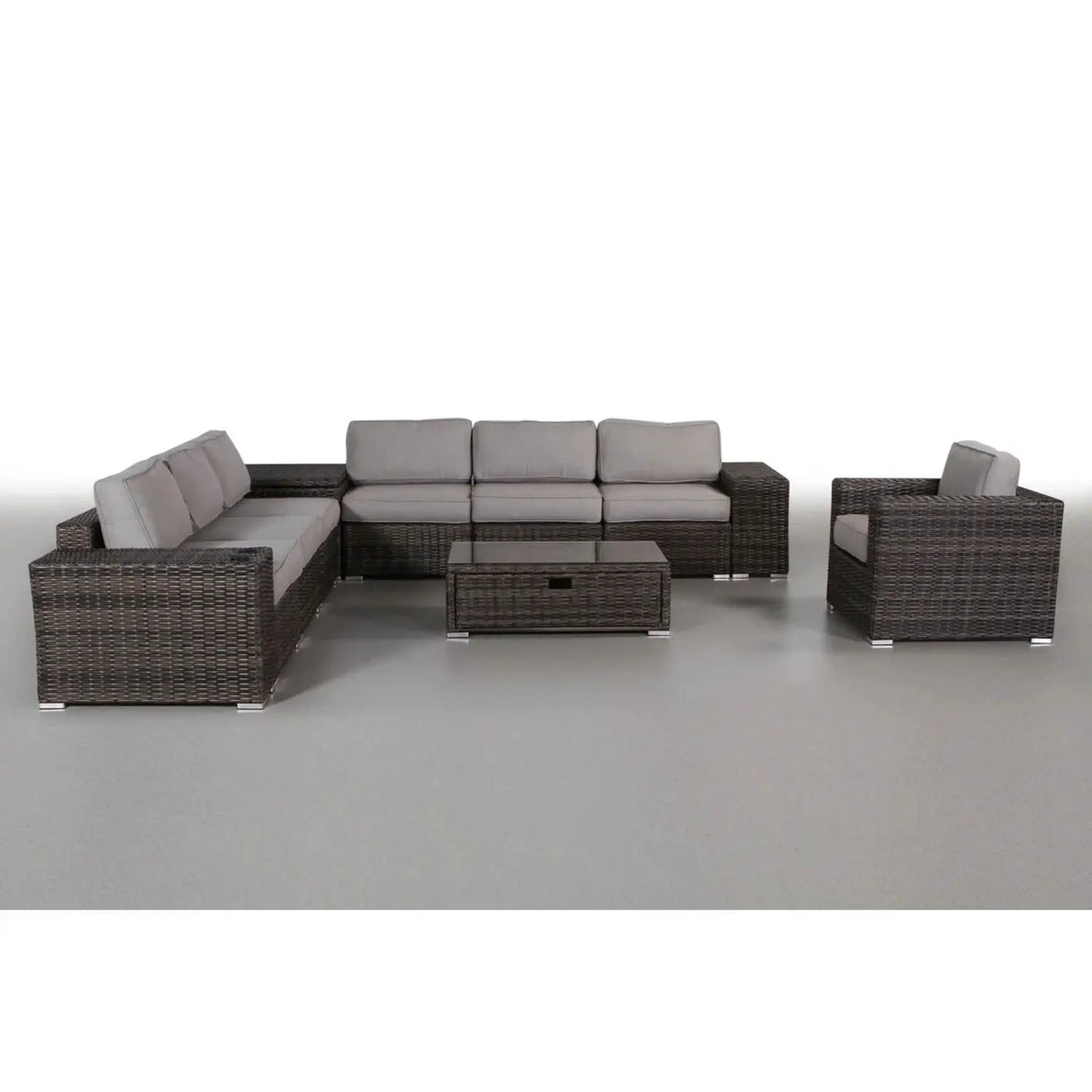 Modern Patio Rattan Sectional Set With Cushions by HouseOfZazla