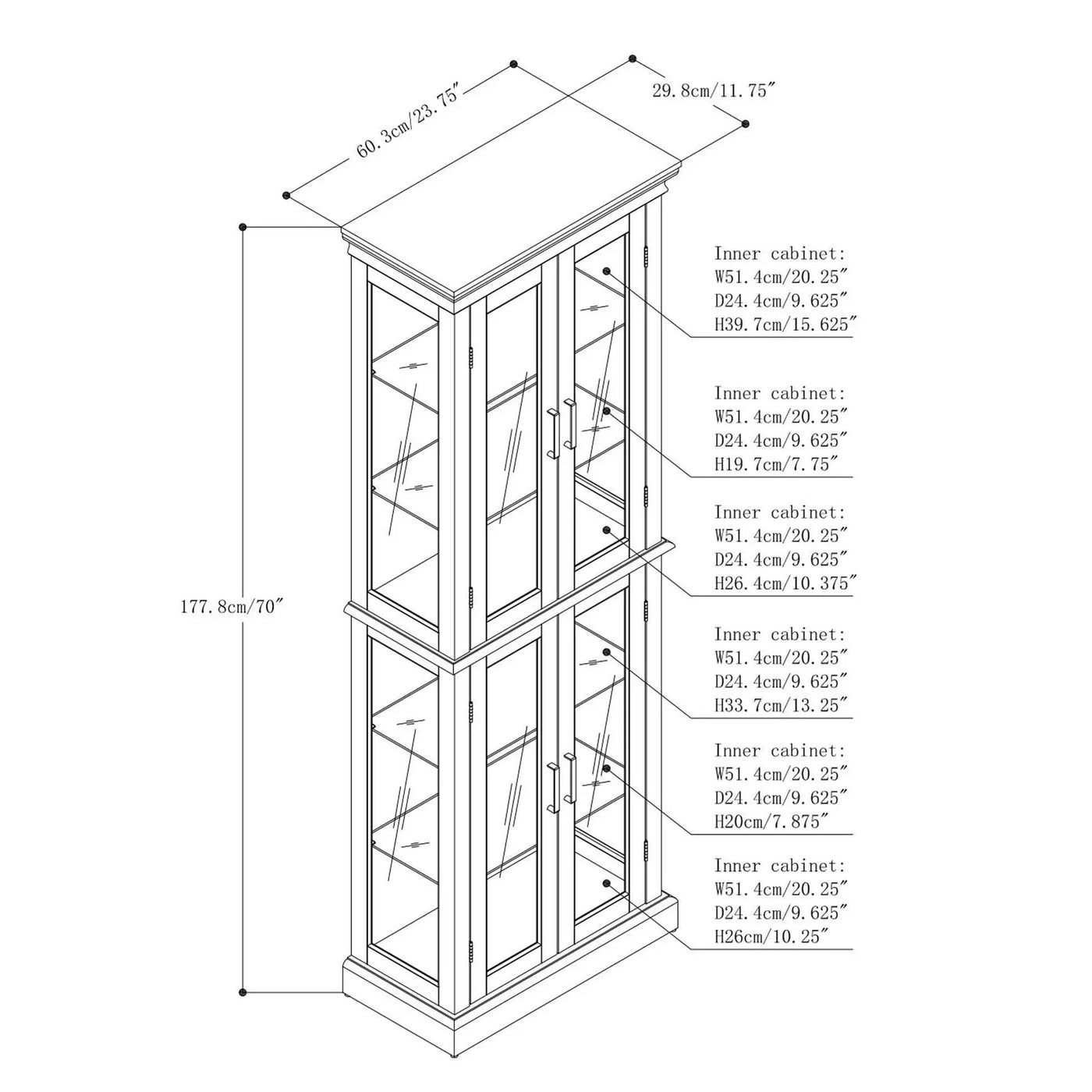 Lighted Curio Cabinet With Adjustable Shelves and Mirrored Back Panel by HouseOfZazla