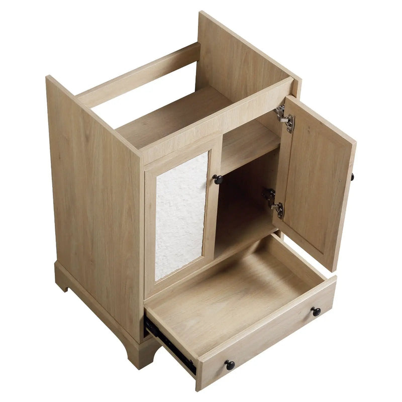 Bathroom Vanity Base, Cabinet With Carved Floral Doors - Natural Wood by HouseOfZazla