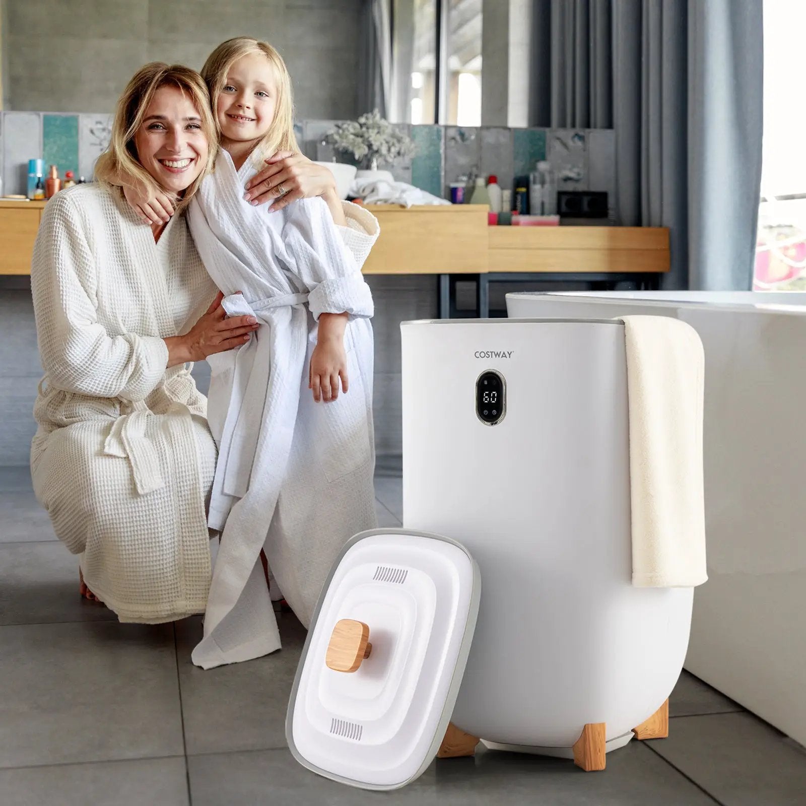 35L Large Home Towel Warmer Bucket with Auto Shut-off Function-White by DirectDeals