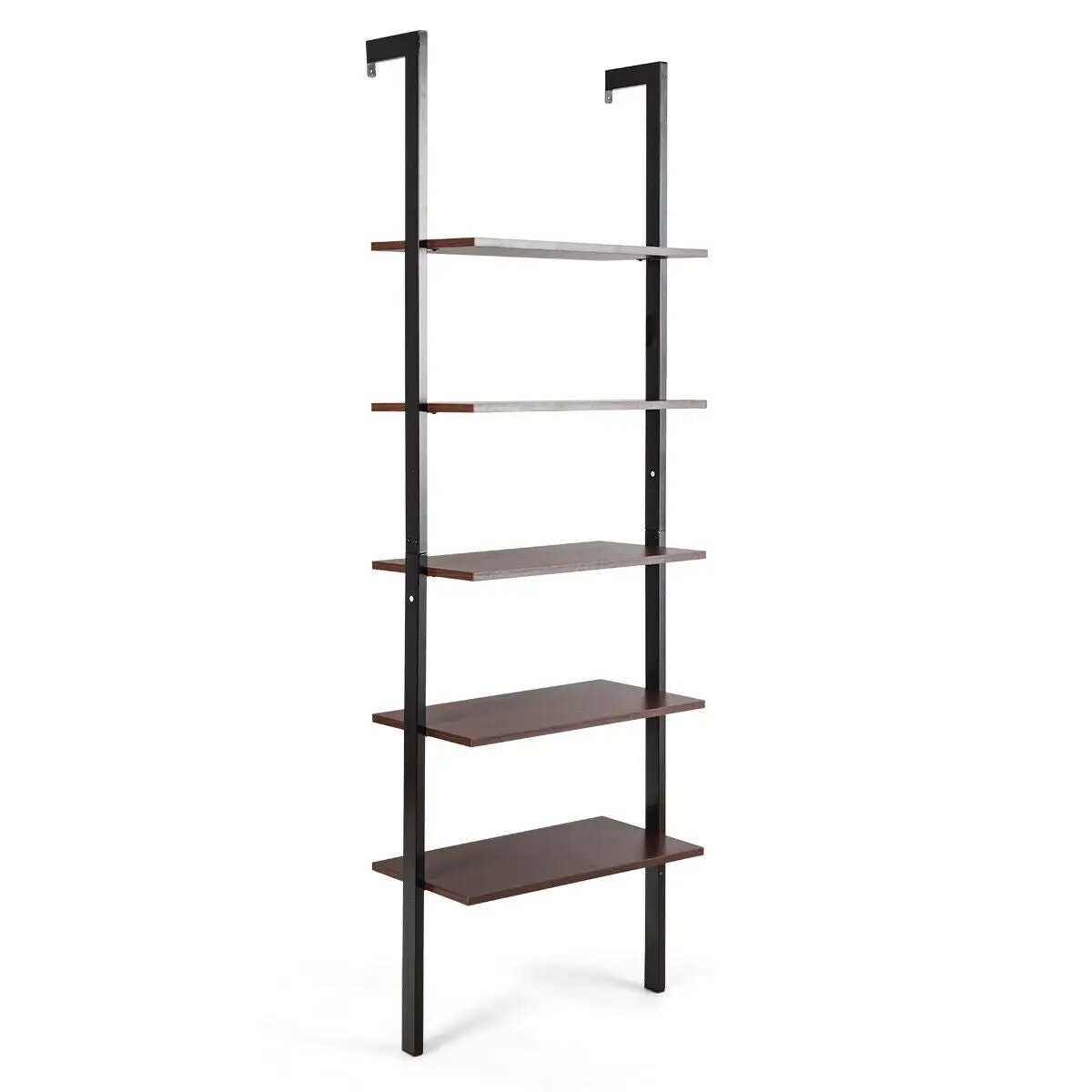5-Tier Wood Look Ladder Shelf with Metal Frame for Home, photo 9 of 11