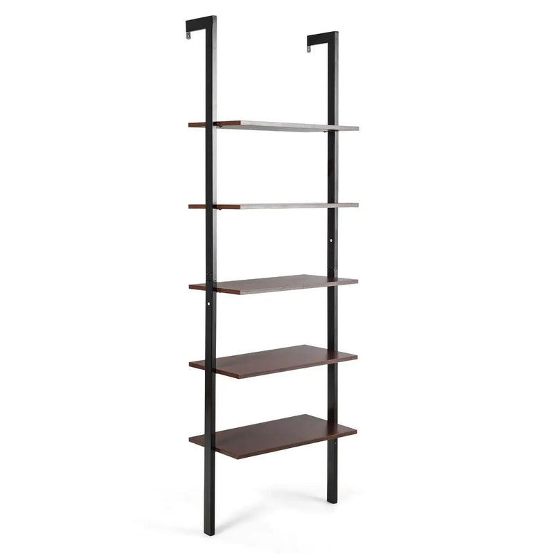 5-Tier Wood Look Ladder Shelf with Metal Frame for Home by DirectDeals