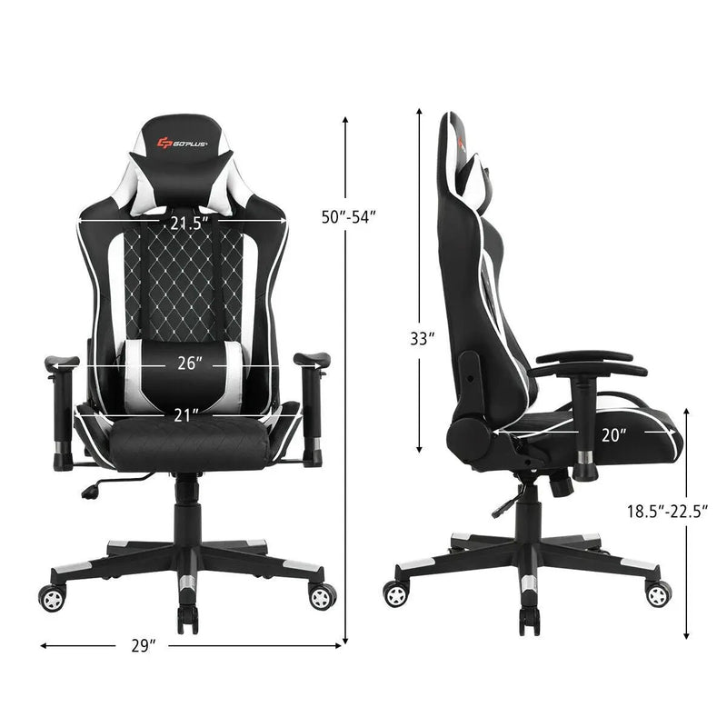 Massage Gaming Chair with Lumbar Support and Headrest by DirectDeals