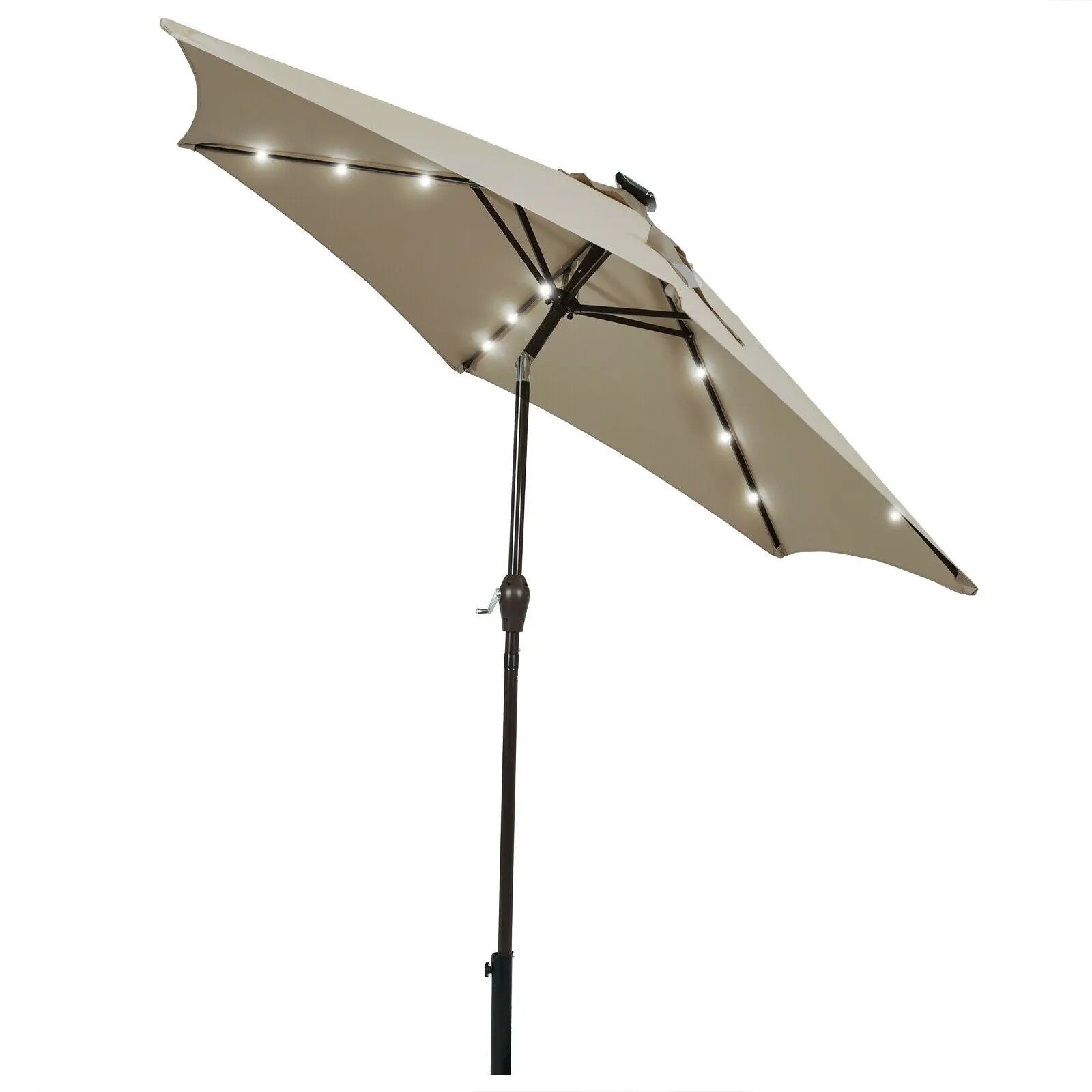 9 Feet Solar LED Lighted Patio Market Umbrella Tilt Adjustment Crank Lift by DirectDeals