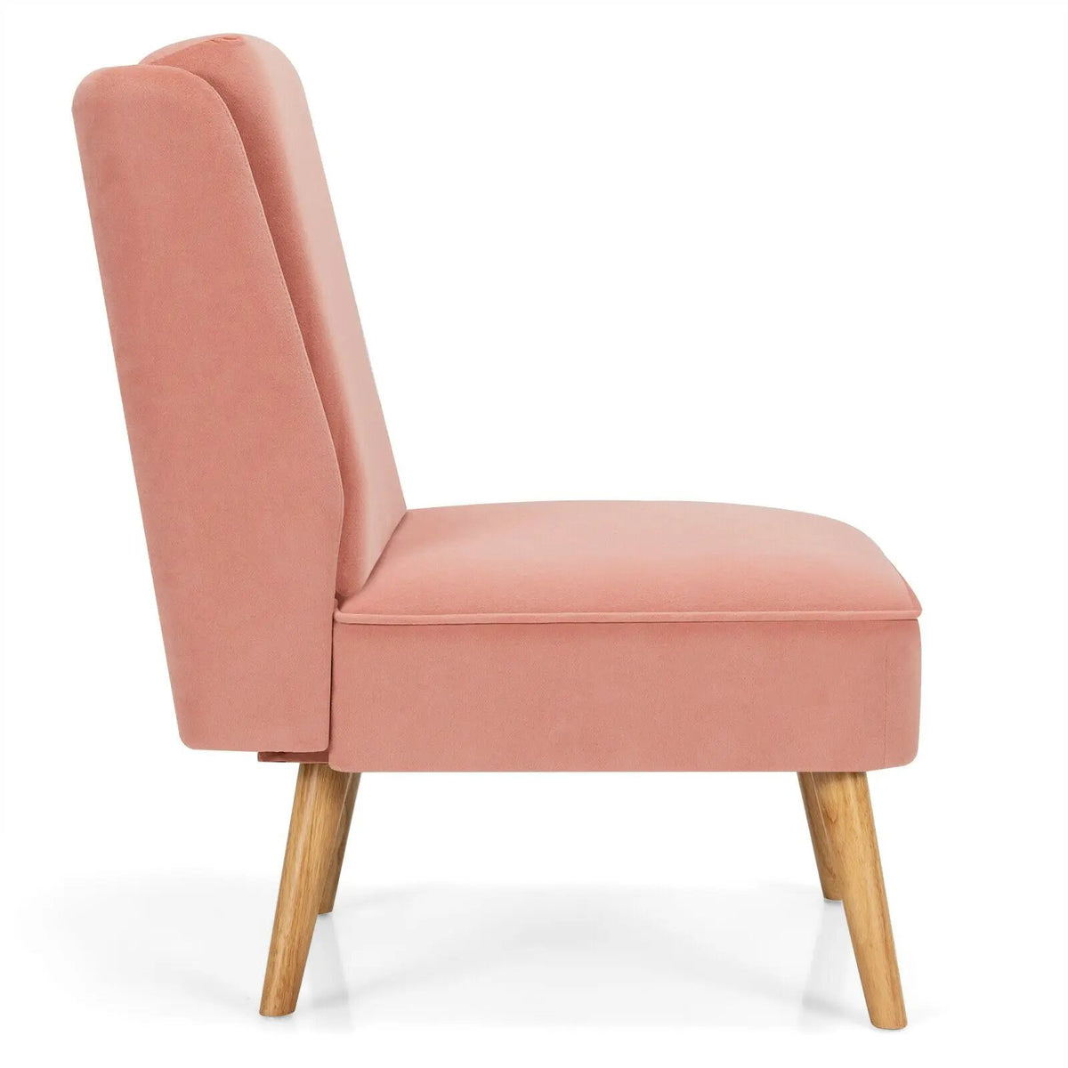 Velvet Accent Armless Side Chair with Rubber Wood Legs for Bedroom, photo 21 of 24
