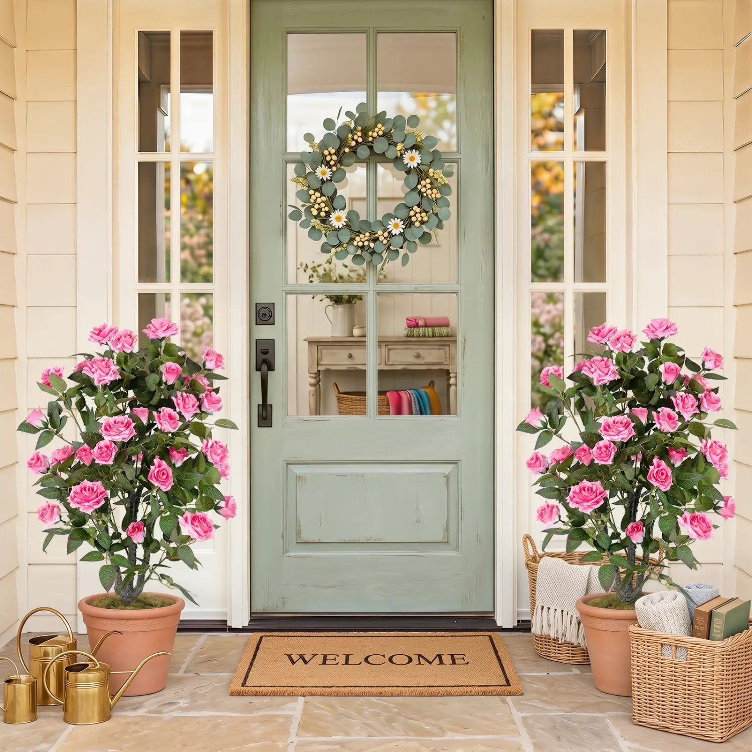 35.5" Artificial Rose Tree with Blooming Flowers in Pot by DirectDeals