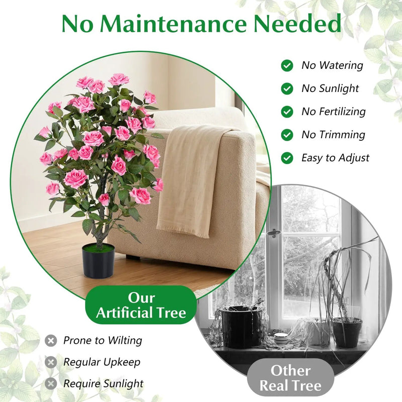 35.5" Artificial Rose Tree with Blooming Flowers in Pot by DirectDeals