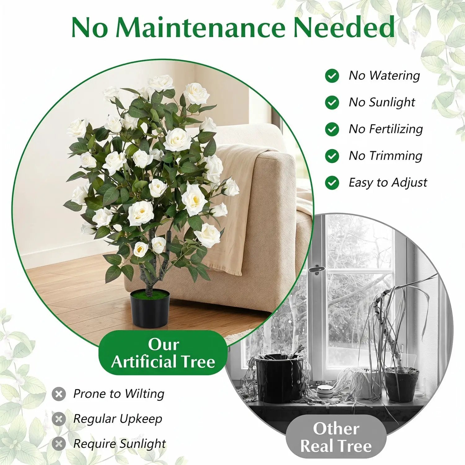 35.5" Artificial Rose Tree with Blooming Flowers in Pot by DirectDeals