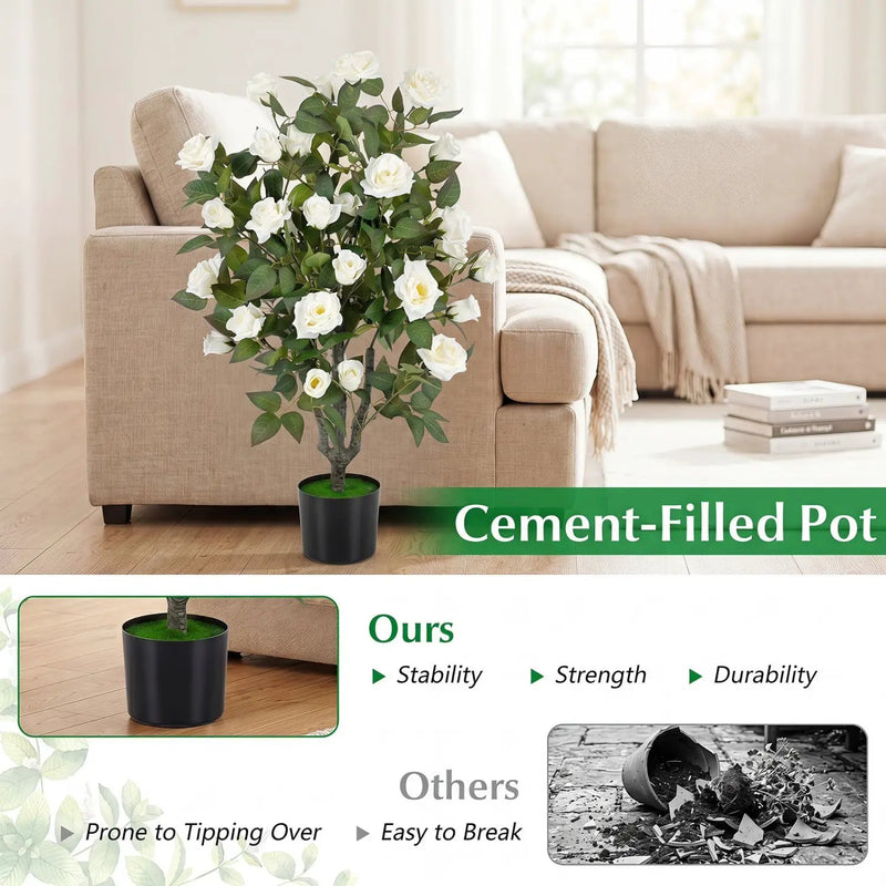 35.5" Artificial Rose Tree with Blooming Flowers in Pot by DirectDeals