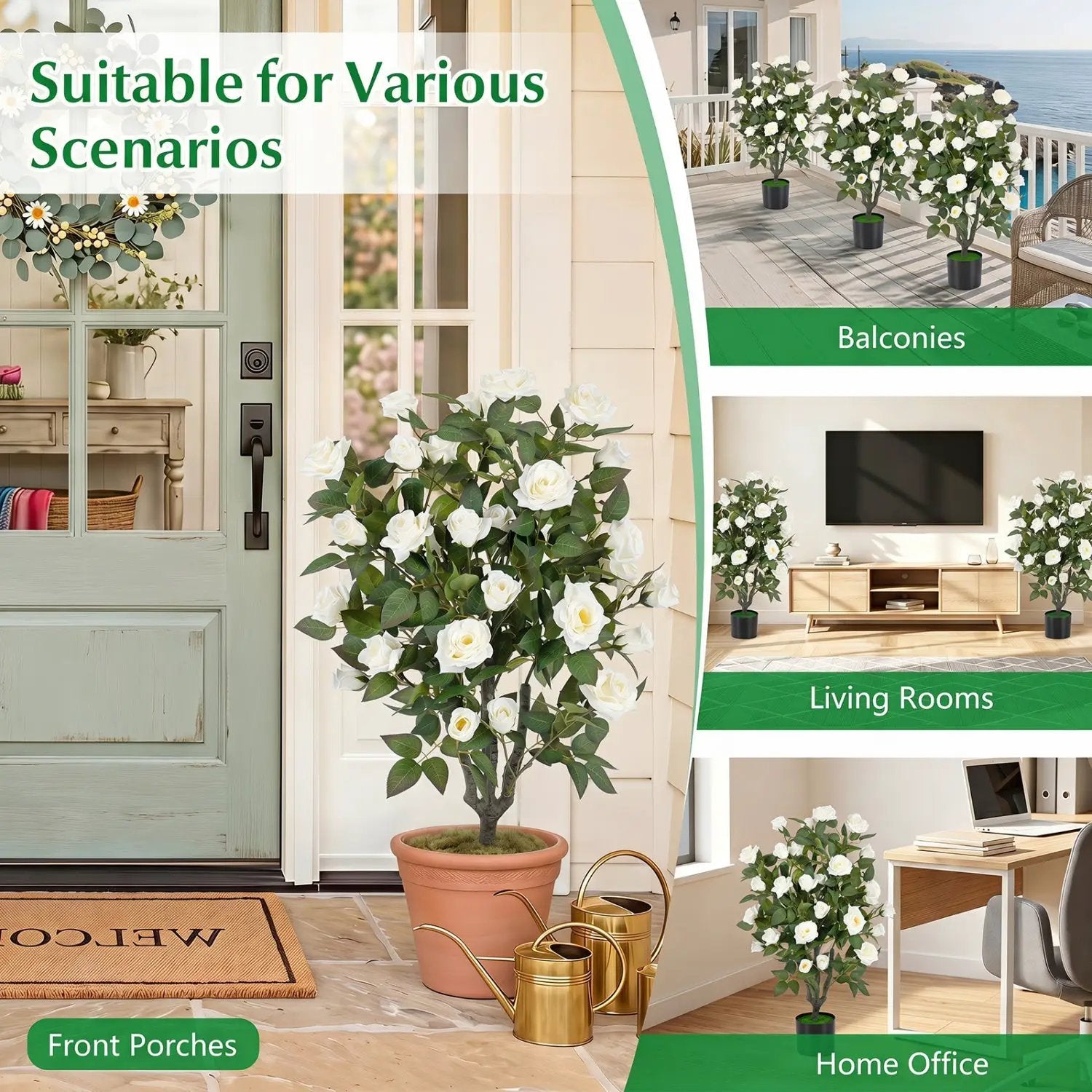 35.5" Artificial Rose Tree with Blooming Flowers in Pot by DirectDeals