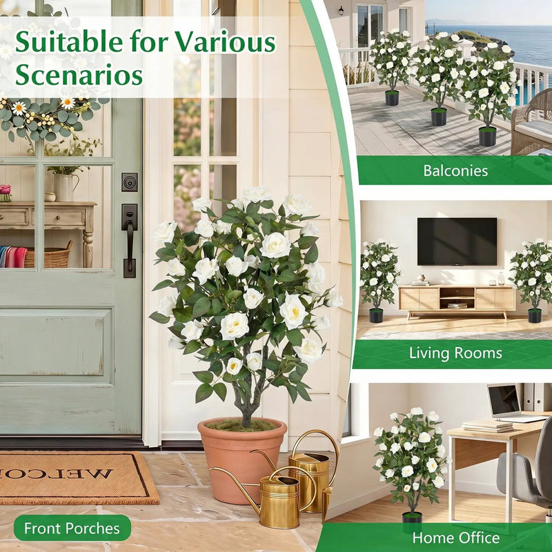 35.5" Artificial Rose Tree with Blooming Flowers in Pot by DirectDeals