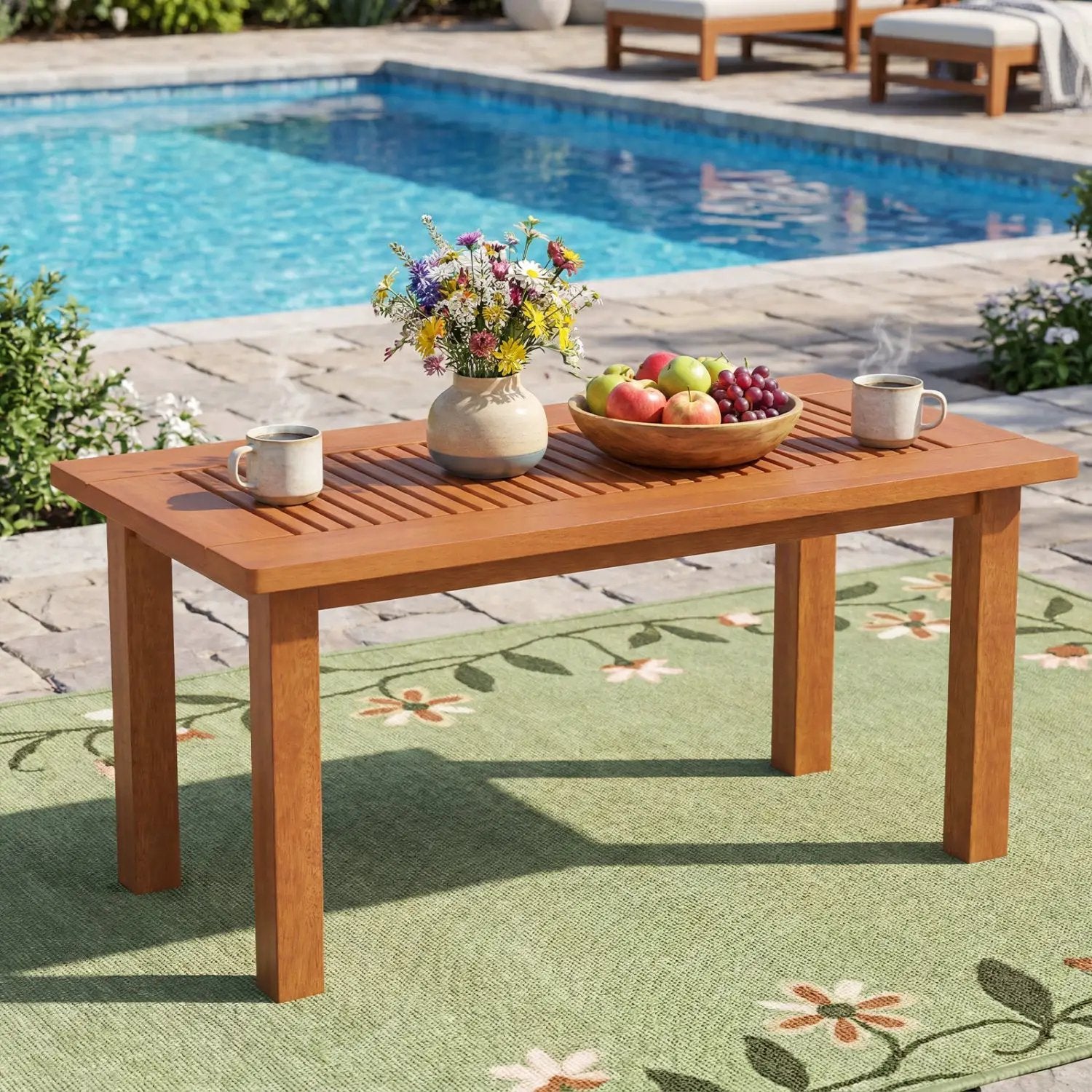 Rectangular Outdoor Coffee Table with Slatted Hardwood Top by DirectDeals