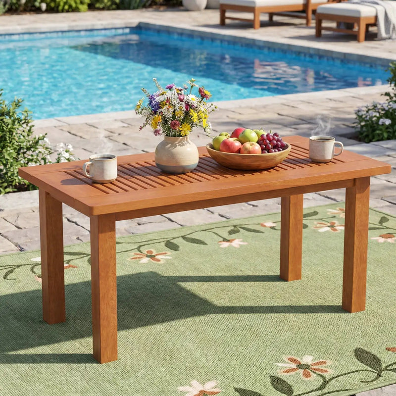 Rectangular Outdoor Coffee Table with Slatted Hardwood Top by DirectDeals