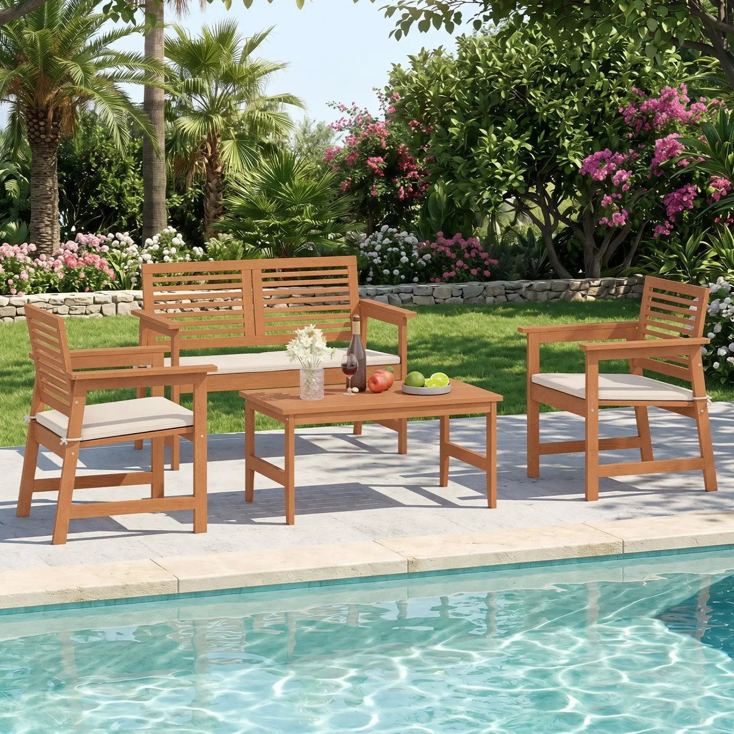 Rectangular Teak Wood Outdoor Coffee Table 35.5" by DirectDeals