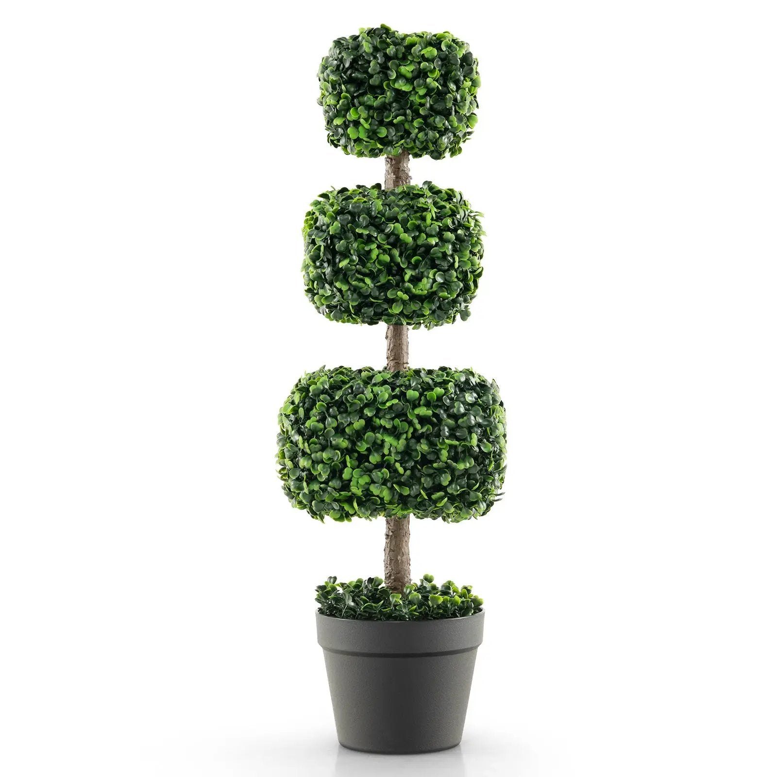 35 Inch Artificial Boxwood Topiary Ball Tree with Cement-filled Pot-Green by DirectDeals