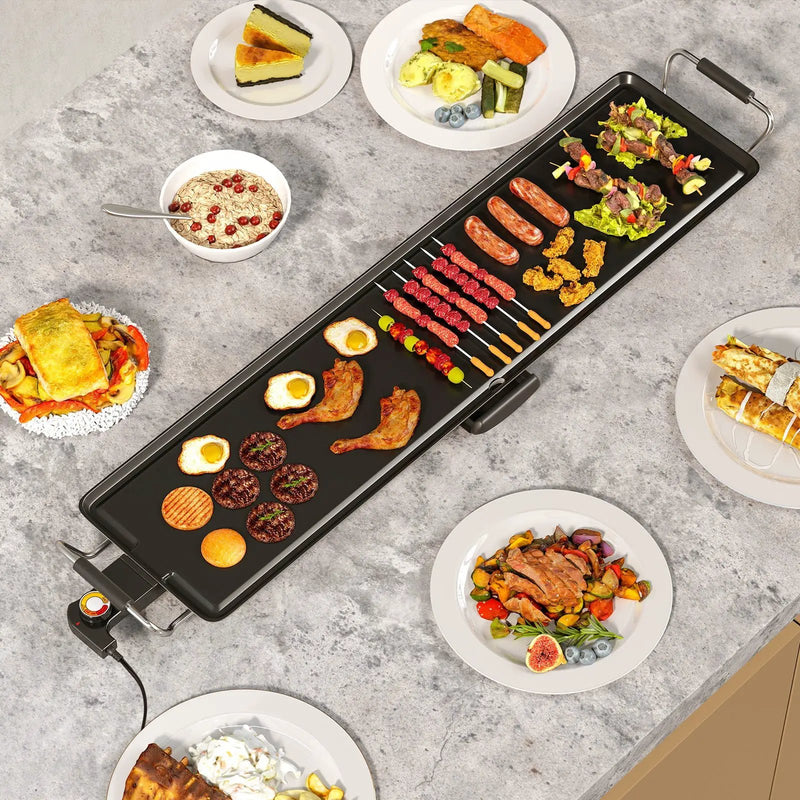 35 Inch Extra Large Electric Griddle with Adjustable Temperature Thermostats and Drip Tray by DirectDeals