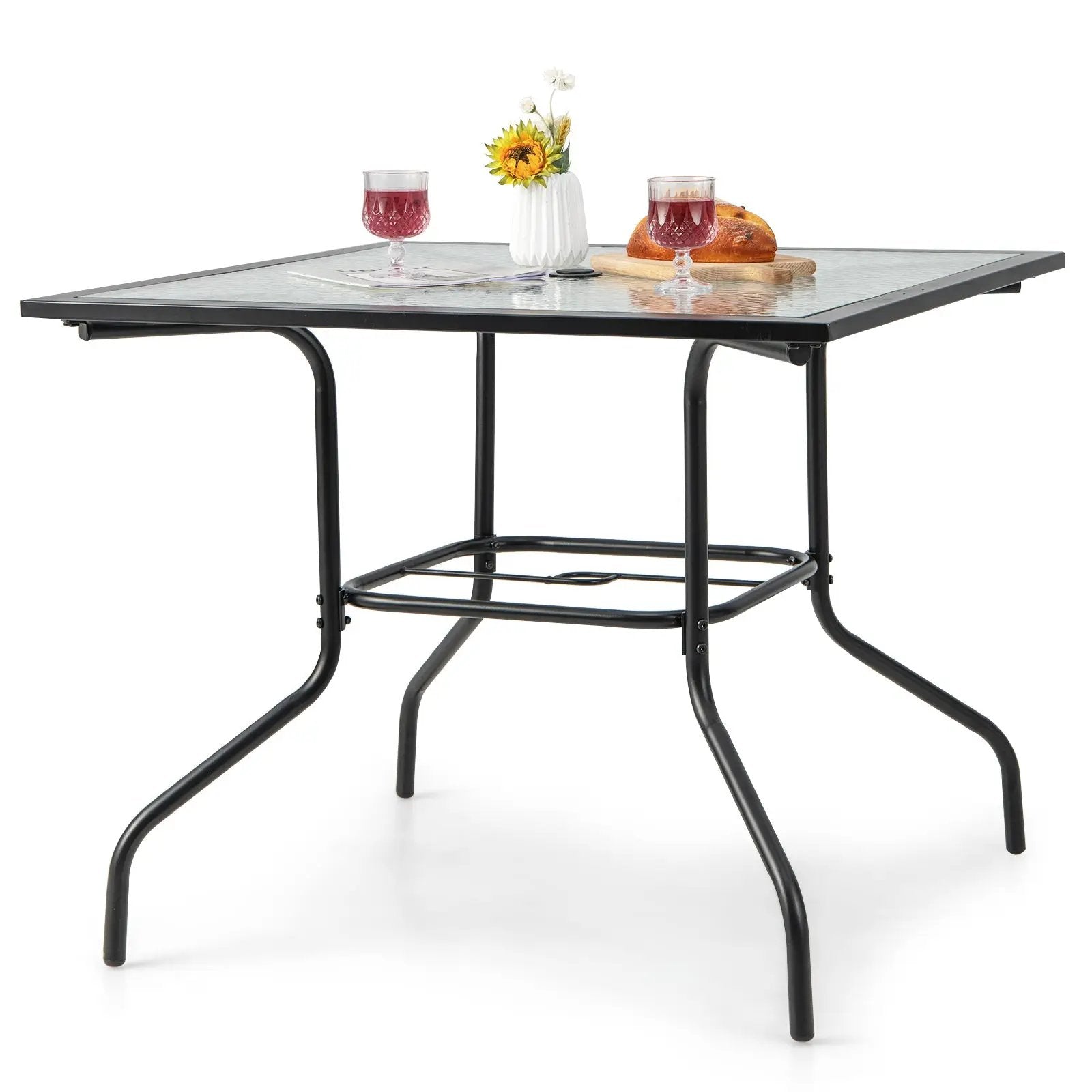 35 x 35 Inch Patio Dining Table with 1.5 Inch Umbrella Hole without Umbrella by DirectDeals