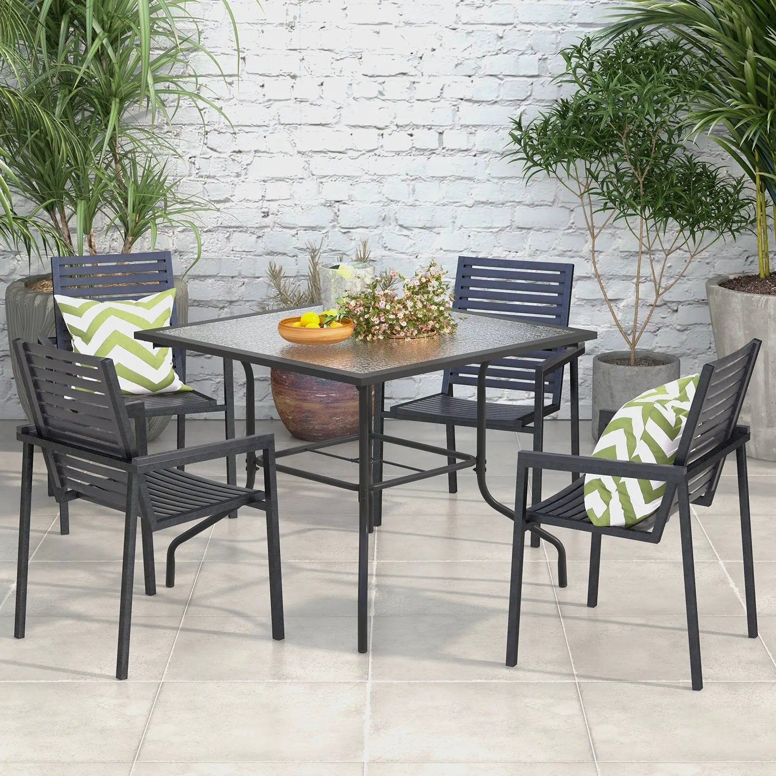 35 x 35 Inch Patio Dining Table with 1.5 Inch Umbrella Hole without Umbrella by DirectDeals