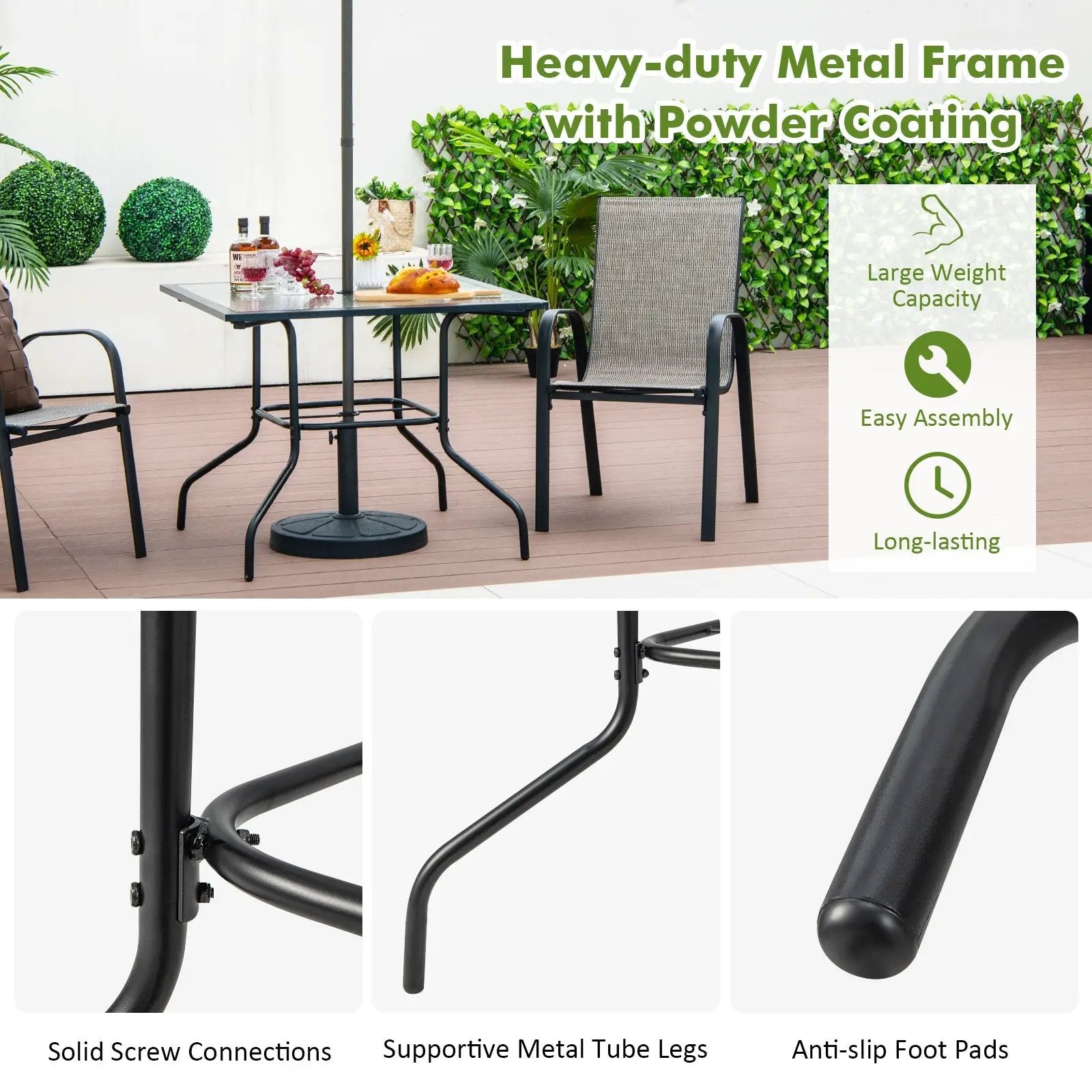 35 x 35 Inch Patio Dining Table with 1.5 Inch Umbrella Hole without Umbrella by DirectDeals