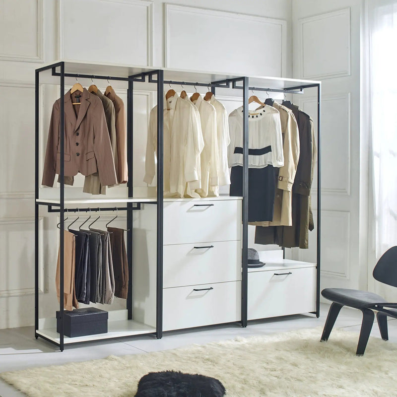 Fiona - Contemporary Wood And Metal Walk In Closet With Drawers by HouseOfZazla