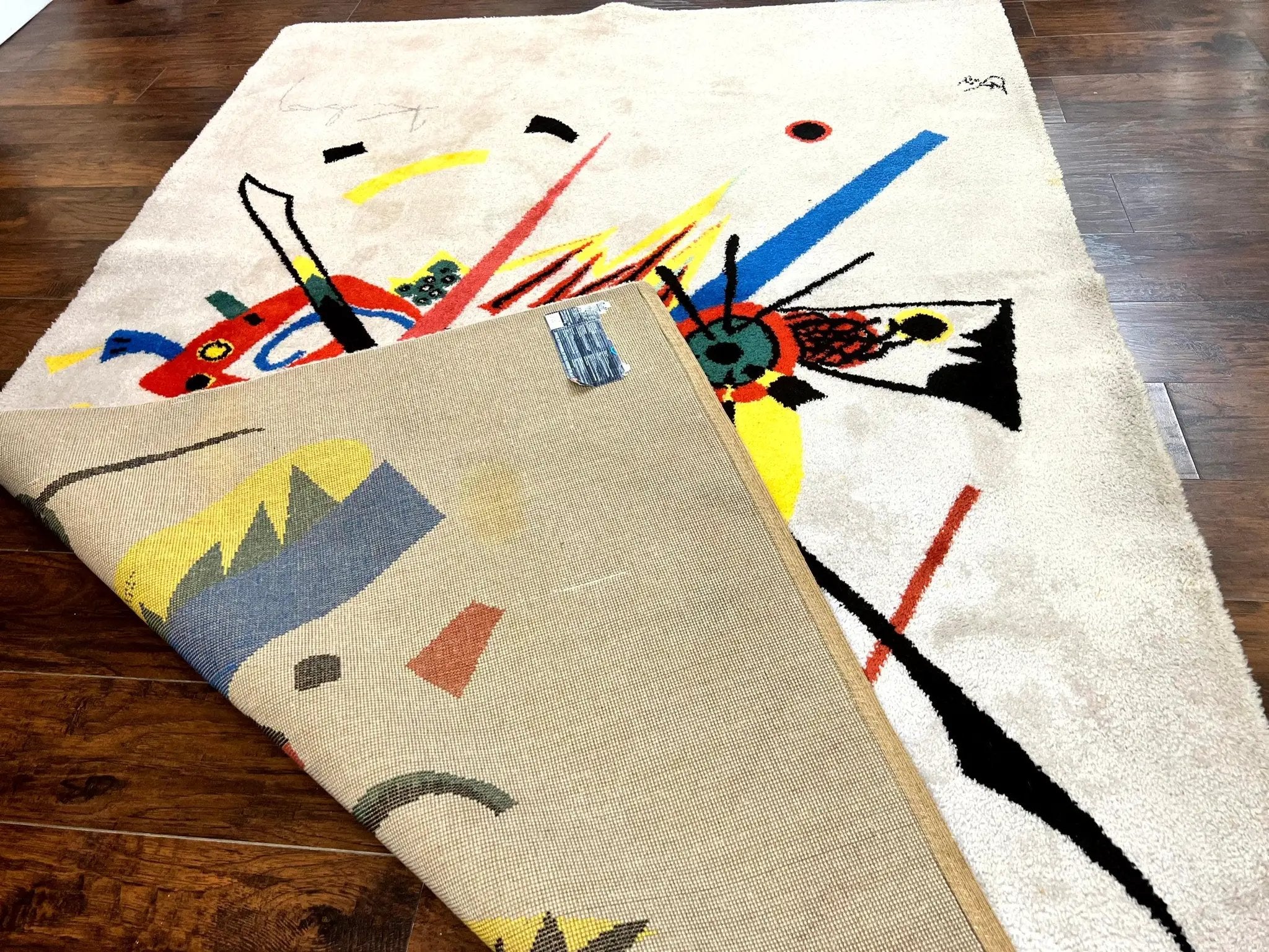 Danish Rya Shag Rug 6x9, EGE Axminster Carpet, Ivory, Modern Abstract Rug, Signed by Designer by Jewel Rugs
