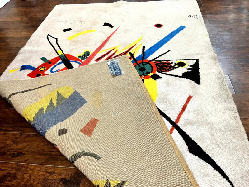 Danish Rya Shag Rug 6x9, EGE Axminster Carpet, Ivory, Modern Abstract Rug, Signed by Designer by Jewel Rugs