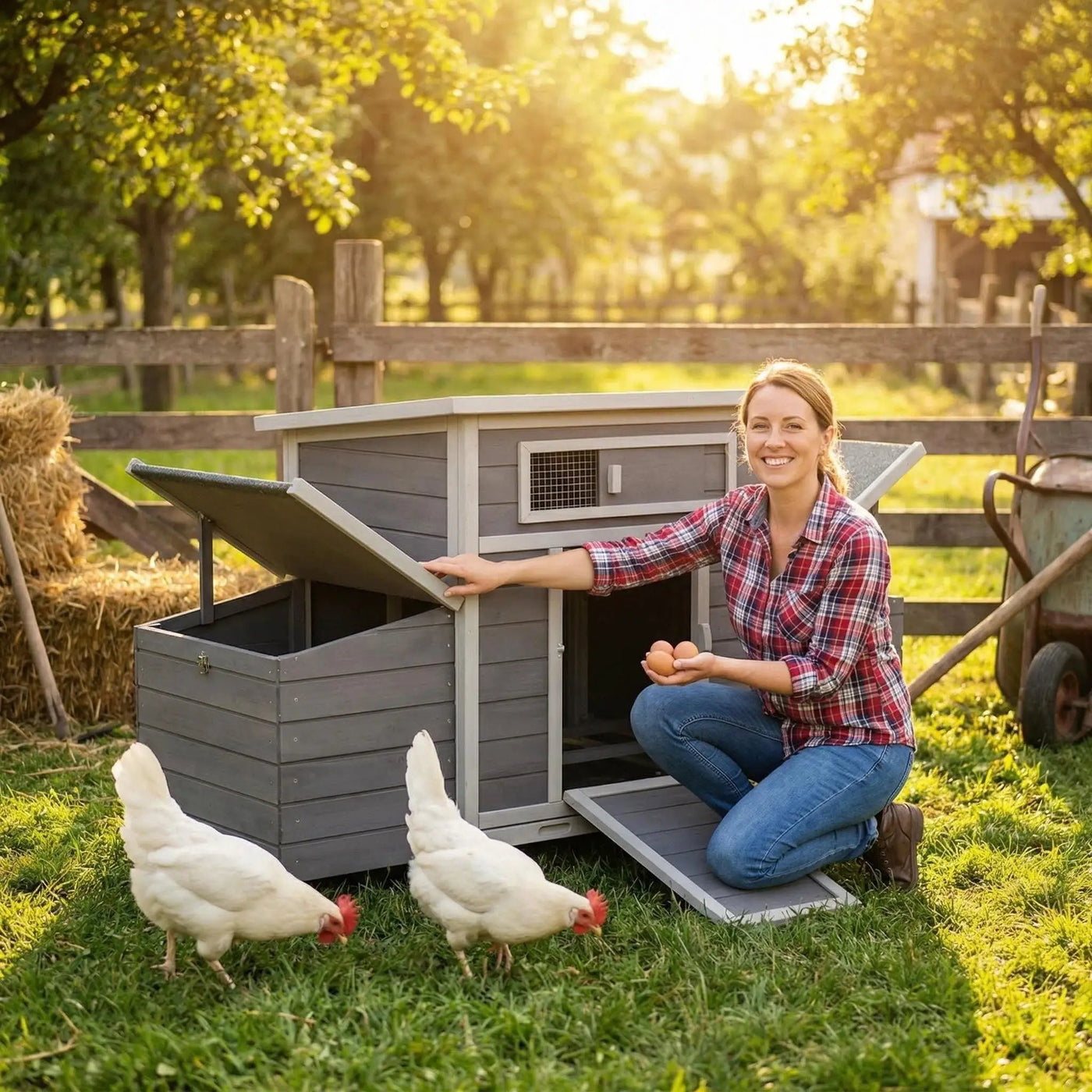 Large Chicken Coop Outdoor Hen House & Dual Nesting Boxes by HouseOfZazla