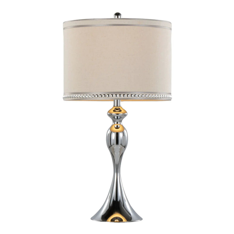 Ashland - Contemporary Table Lamp With Trim (Set of 2) - Polished Chrome / Cream by HouseOfZazla