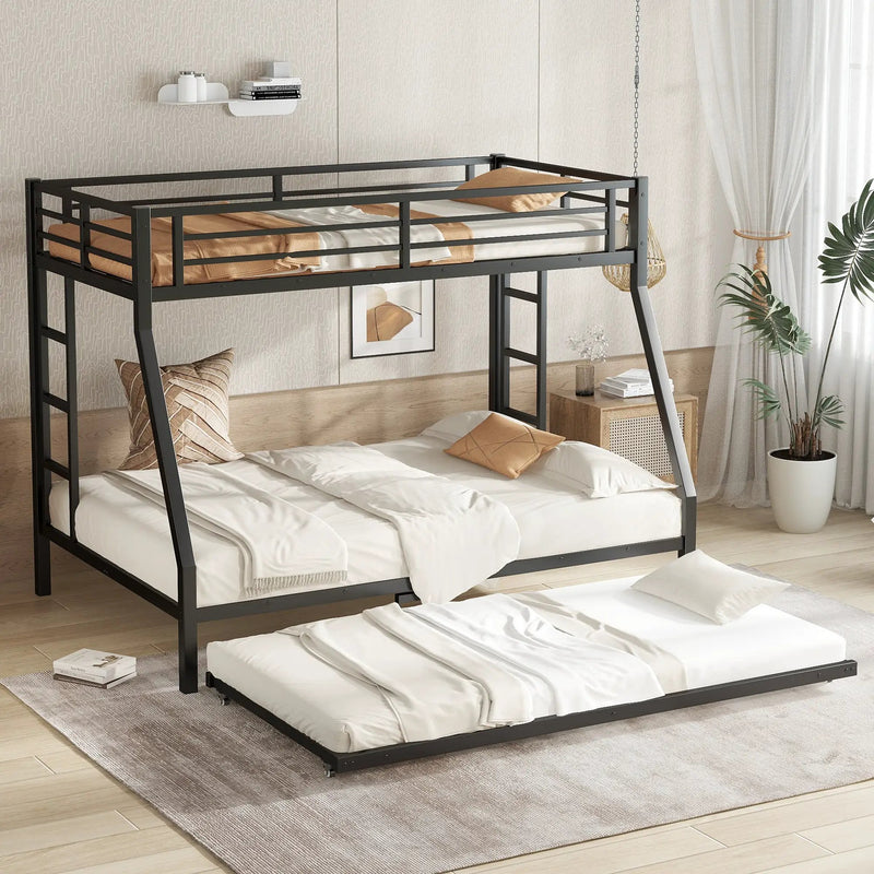 Twin Over Full Metal Bunk Bed with Twin Size Trundle by HouseOfZazla