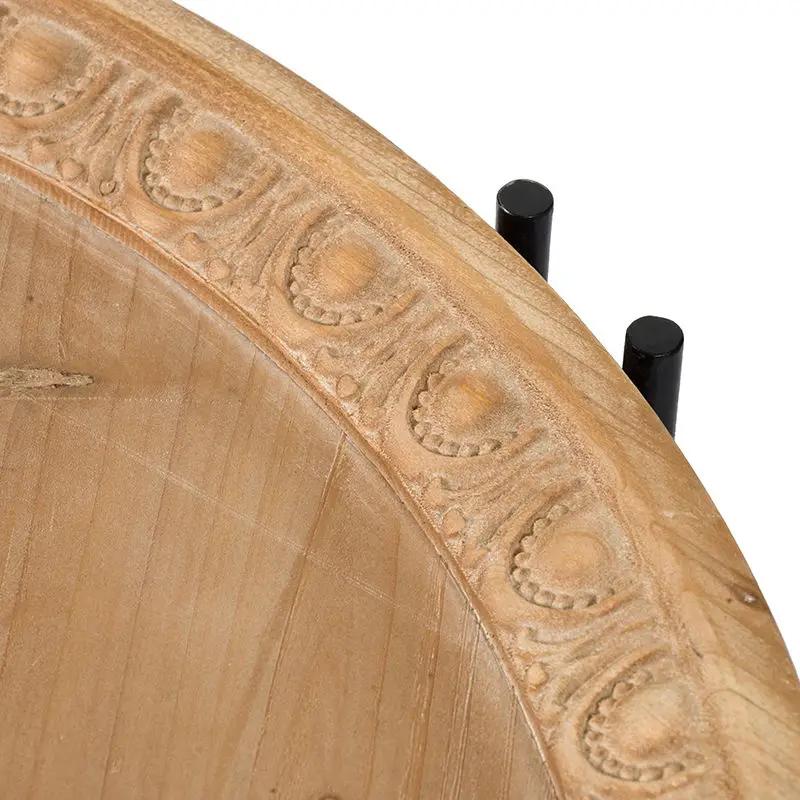 Farmhouse Round Wooden Round Coffee Table With Metal Legs - Black / Brown by Unique Piece Furniture