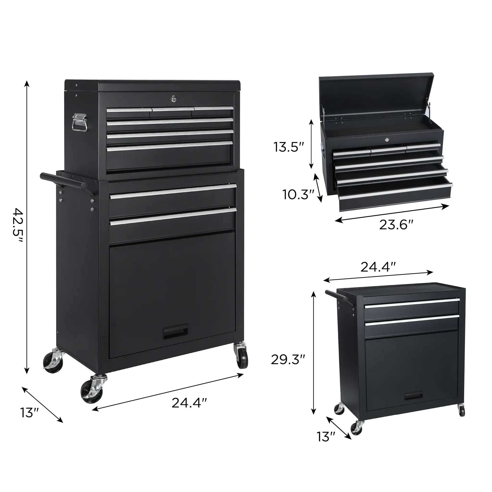 8-Drawer Rolling Tool Storage Cabinet with Detachable Top by HouseOfZazla