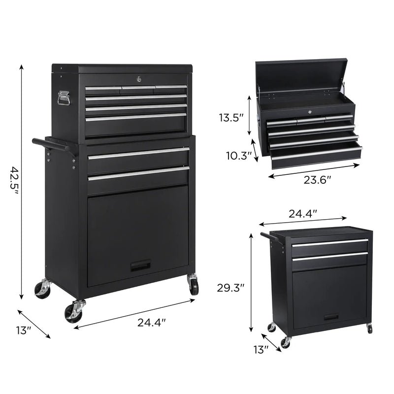 8-Drawer Rolling Tool Storage Cabinet with Detachable Top by HouseOfZazla