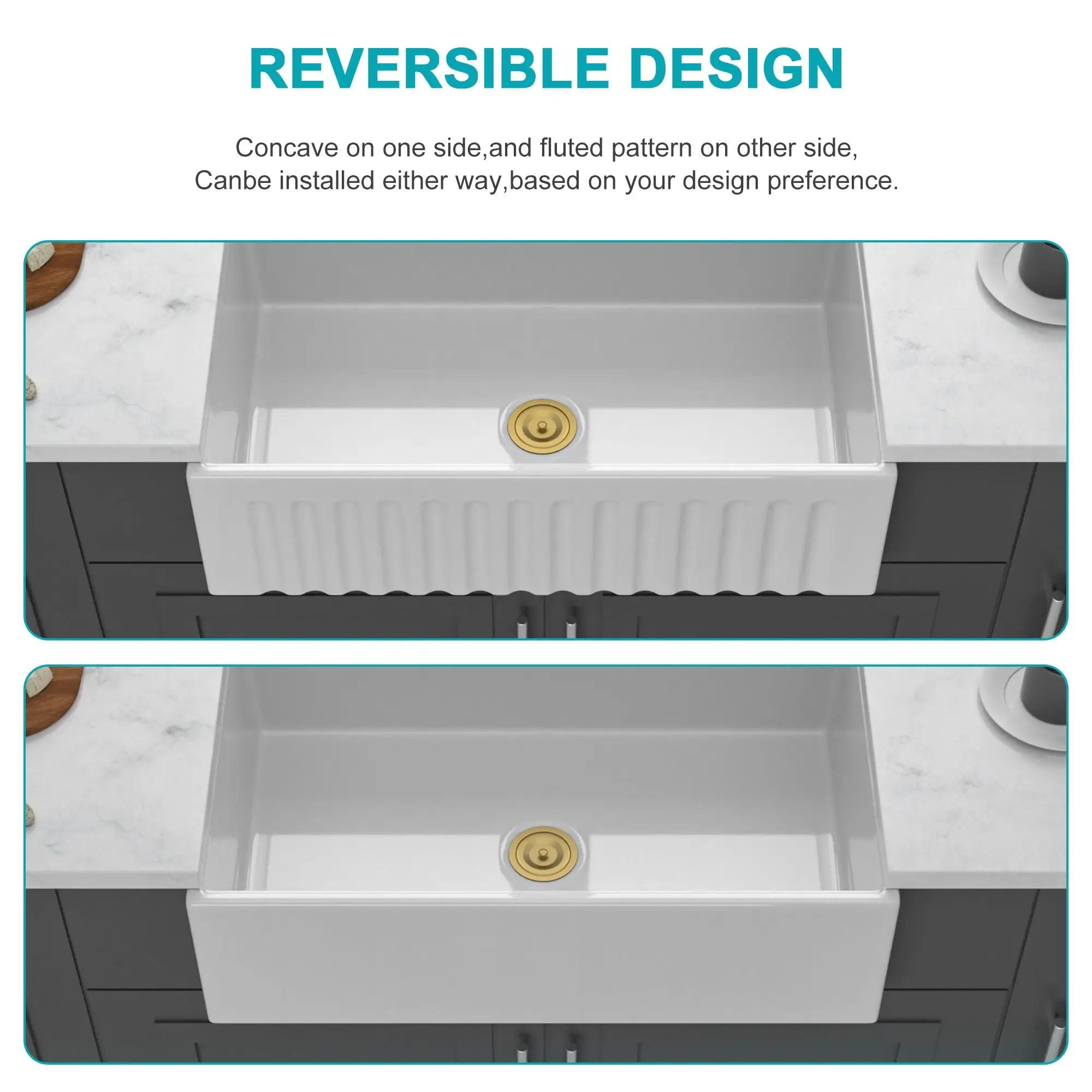 Workstation, Single Bowl Apron Front Kitchen Sink - White by HouseOfZazla
