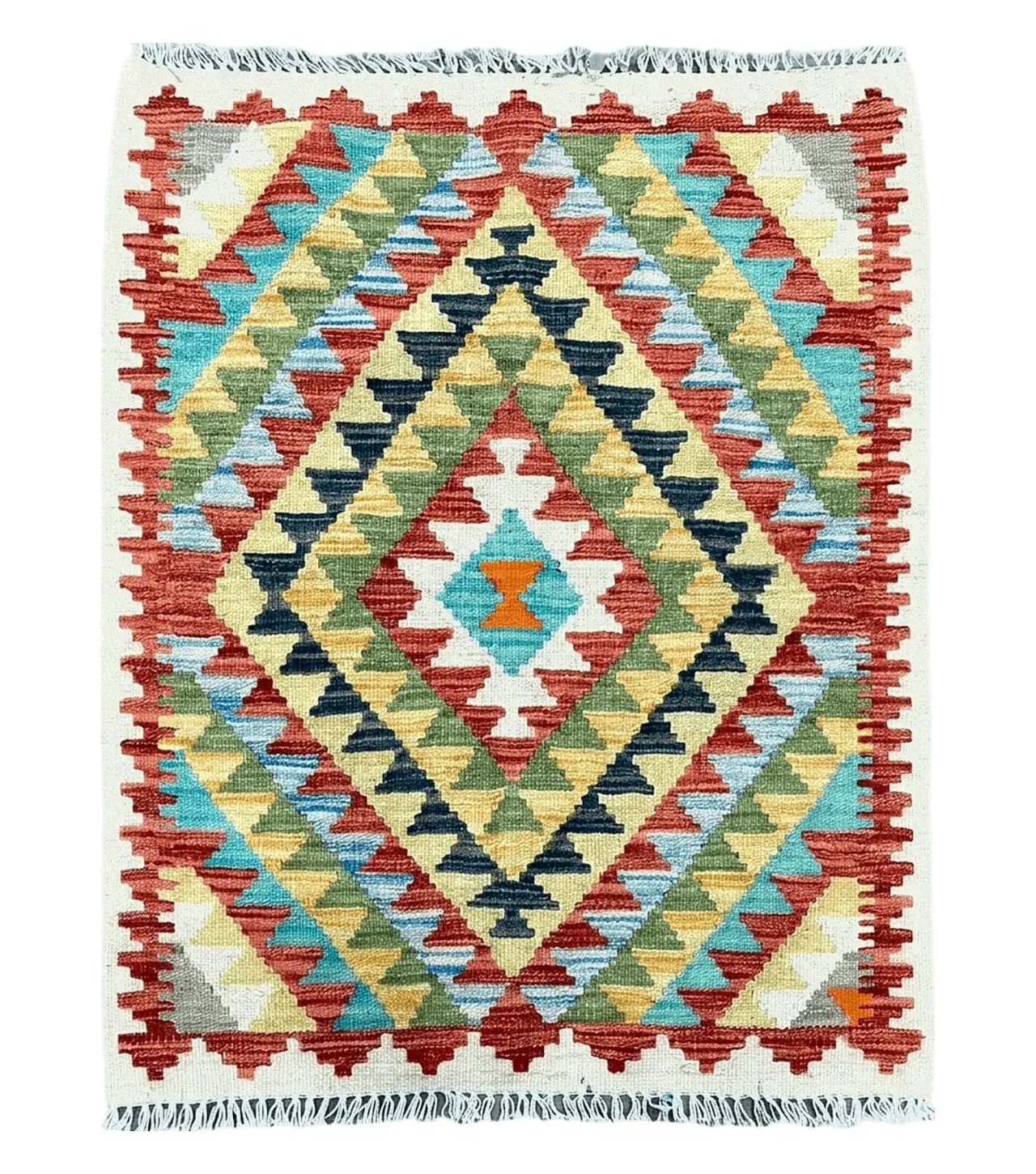 Small Kilim Rug 2x3 Colorful Turkish Kilim Accent Rug New Flatweave Wool Kilim Chobi Kilim Diamond Zigzag Playroom Rug by Jewel Rugs