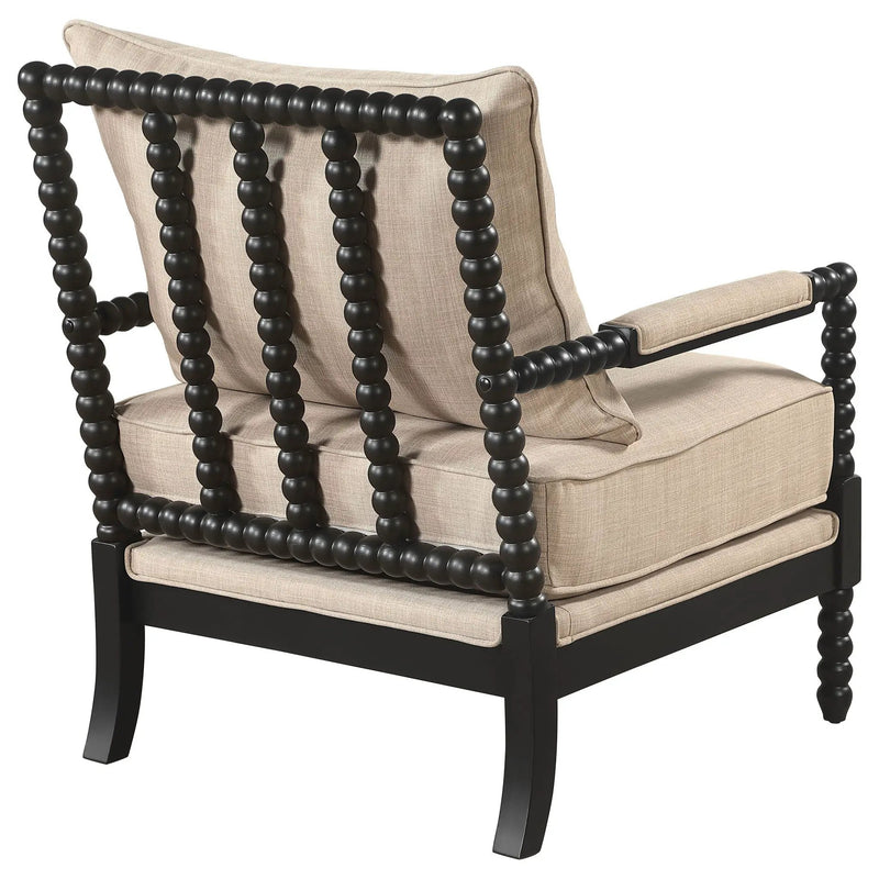 Blanchett Upholstered Bobbin Accent Chair Beige and Black by Unique Piece Furniture