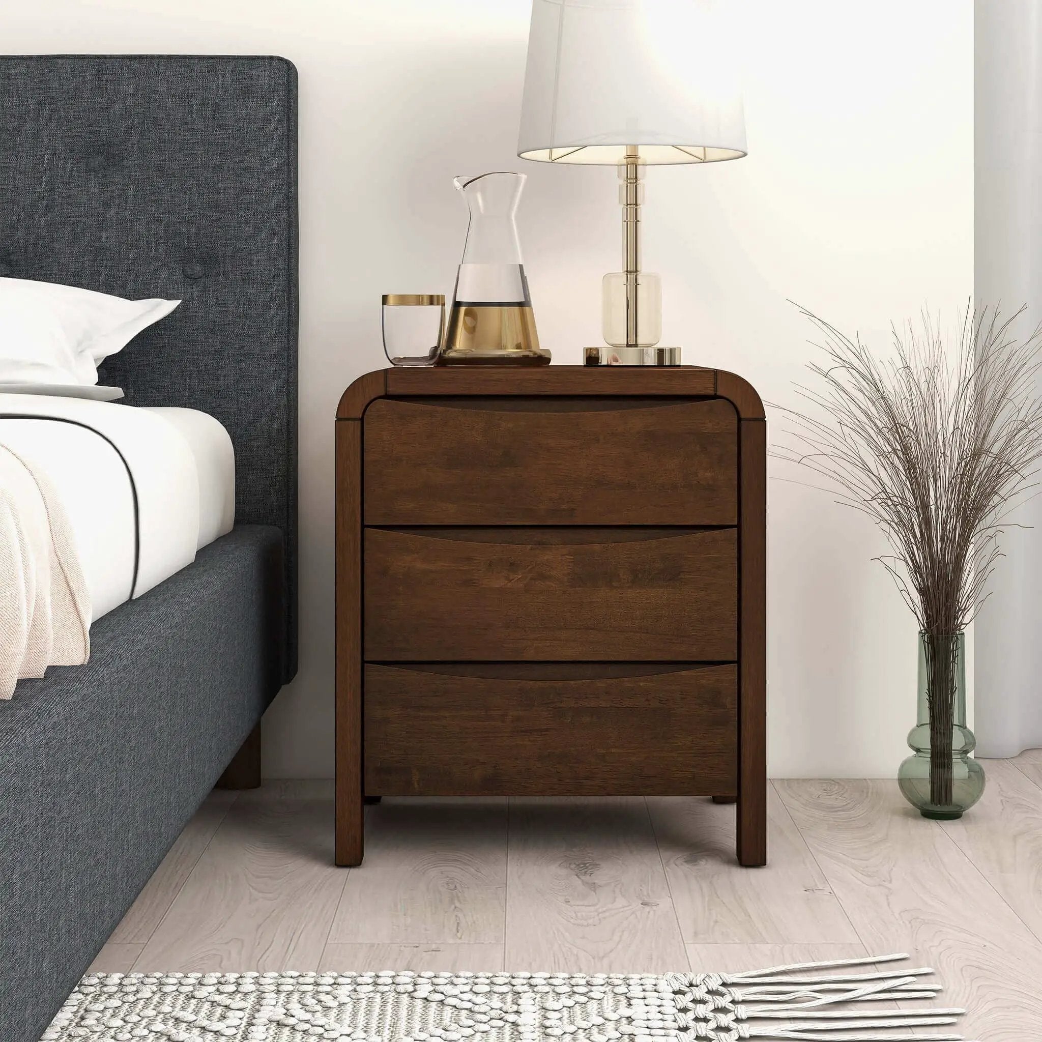 Lionel - Nightstand 3 Drawer Bed Side Table - Brown by Unique Piece Furniture