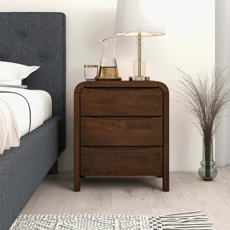 Lionel - Nightstand 3 Drawer Bed Side Table - Brown by Unique Piece Furniture