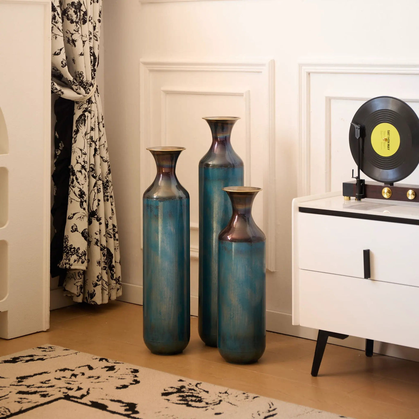 Modern Droplet Shaped Floor Vase Set, 3 Piece Home Decor by HouseOfZazla