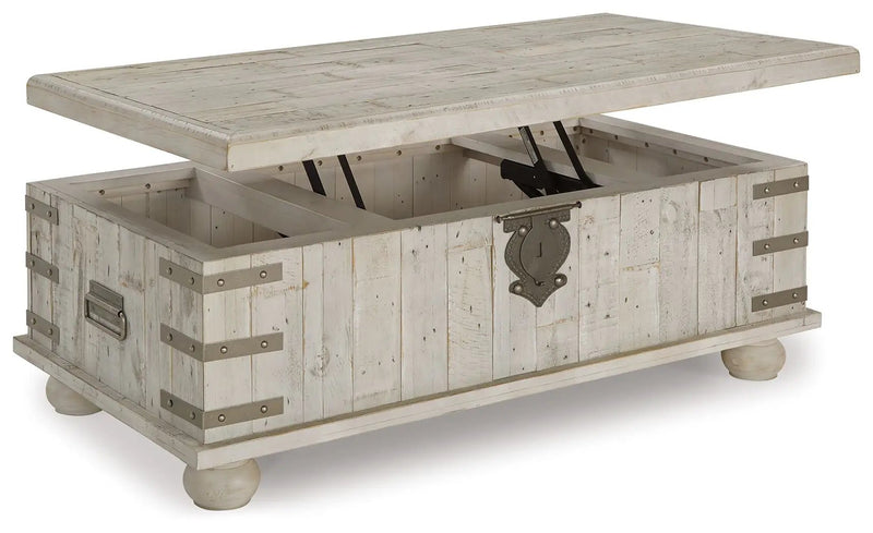 Carynhurst - Lift Top Cocktail Table - White Wash Gray by Unique Piece Furniture