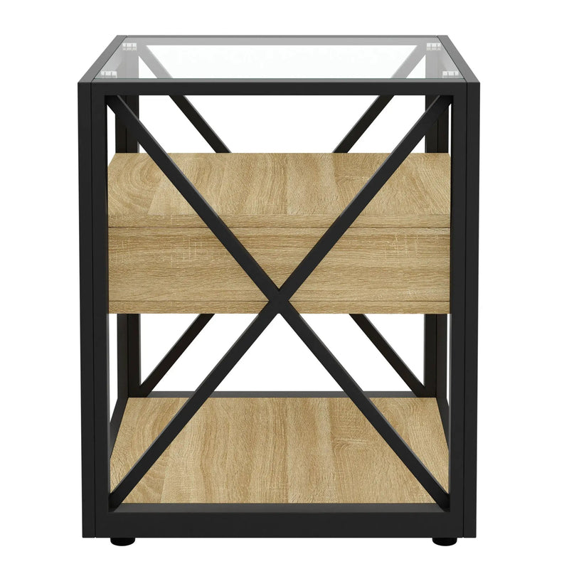 Set of 2 Modern End Tables with Drawer - Nightstands for Bedroom & Living Room by HouseOfZazla