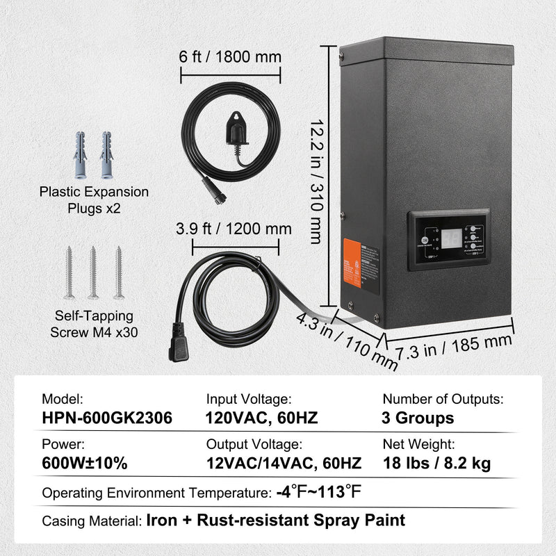 600W Low Voltage Landscape Transformer with Timer and Photocell Sensor by HouseOfZazla