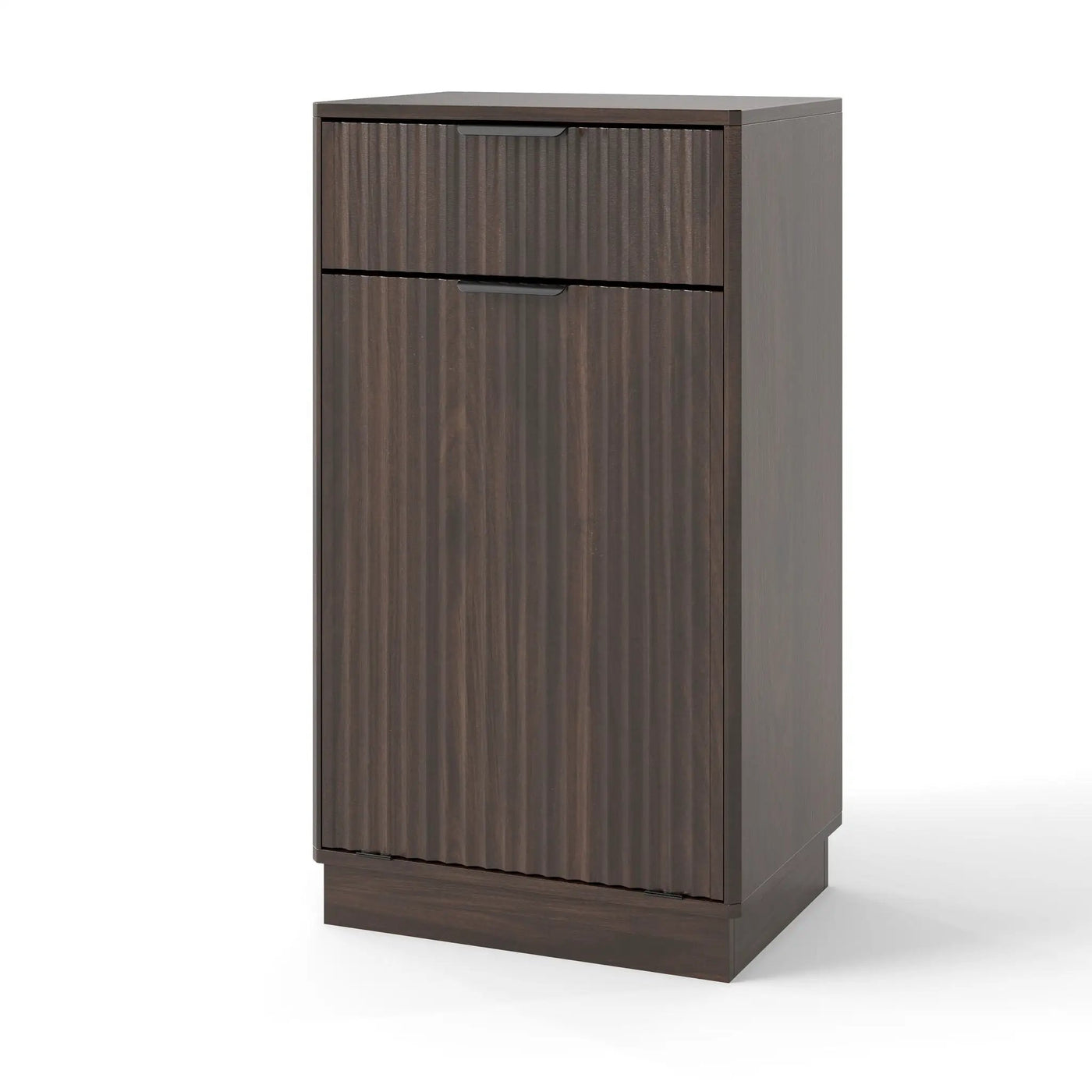 Tilt Out Trash Can Cabinet With Wave Textured Drawer & Pull Out Bin by HouseOfZazla