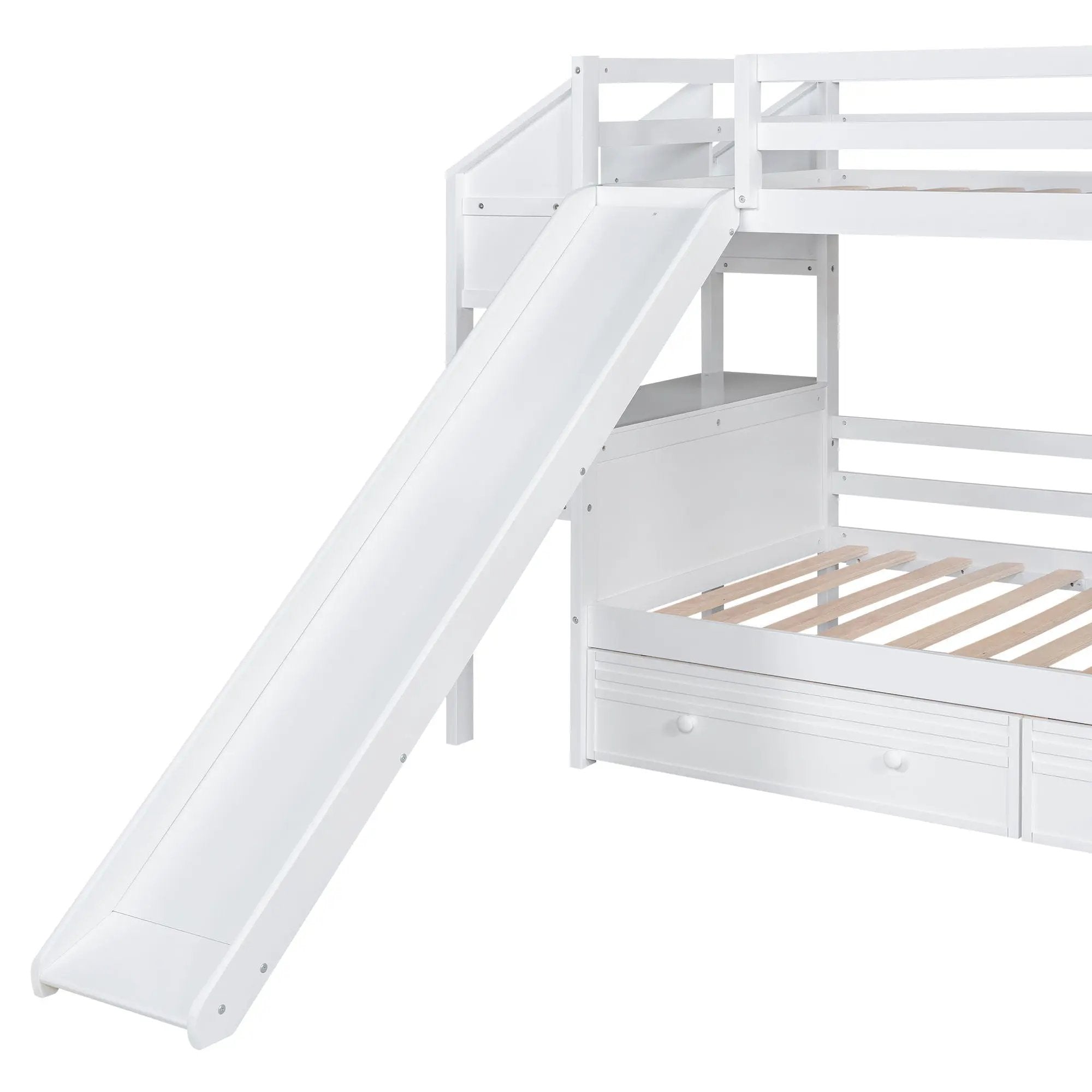 Bunk Bed With Storage Staircase, Slide, Desk, Drawers, And Shelves by Unique Piece Furniture
