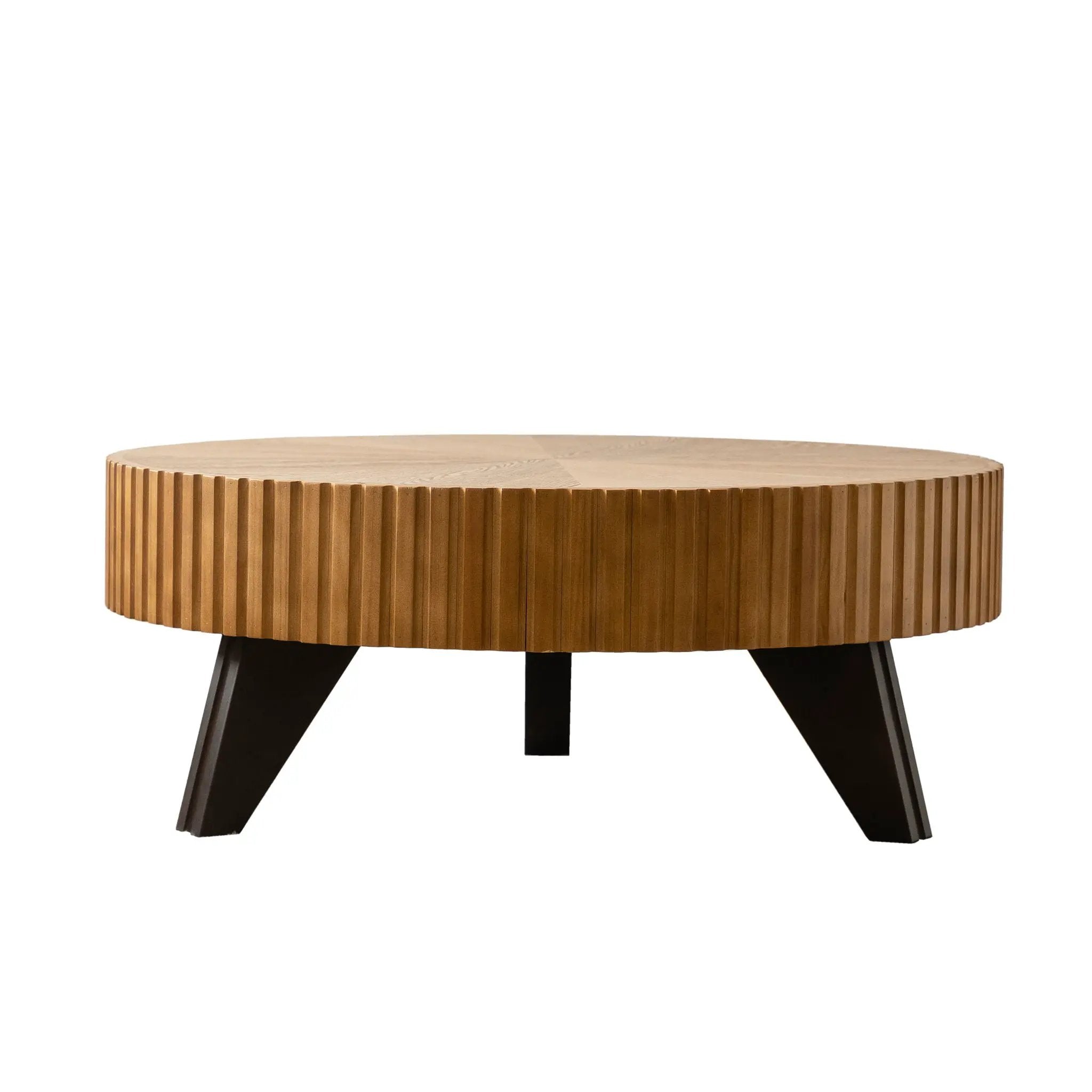 Round Retro Coffee With Solid Wood Legs by Unique Piece Furniture