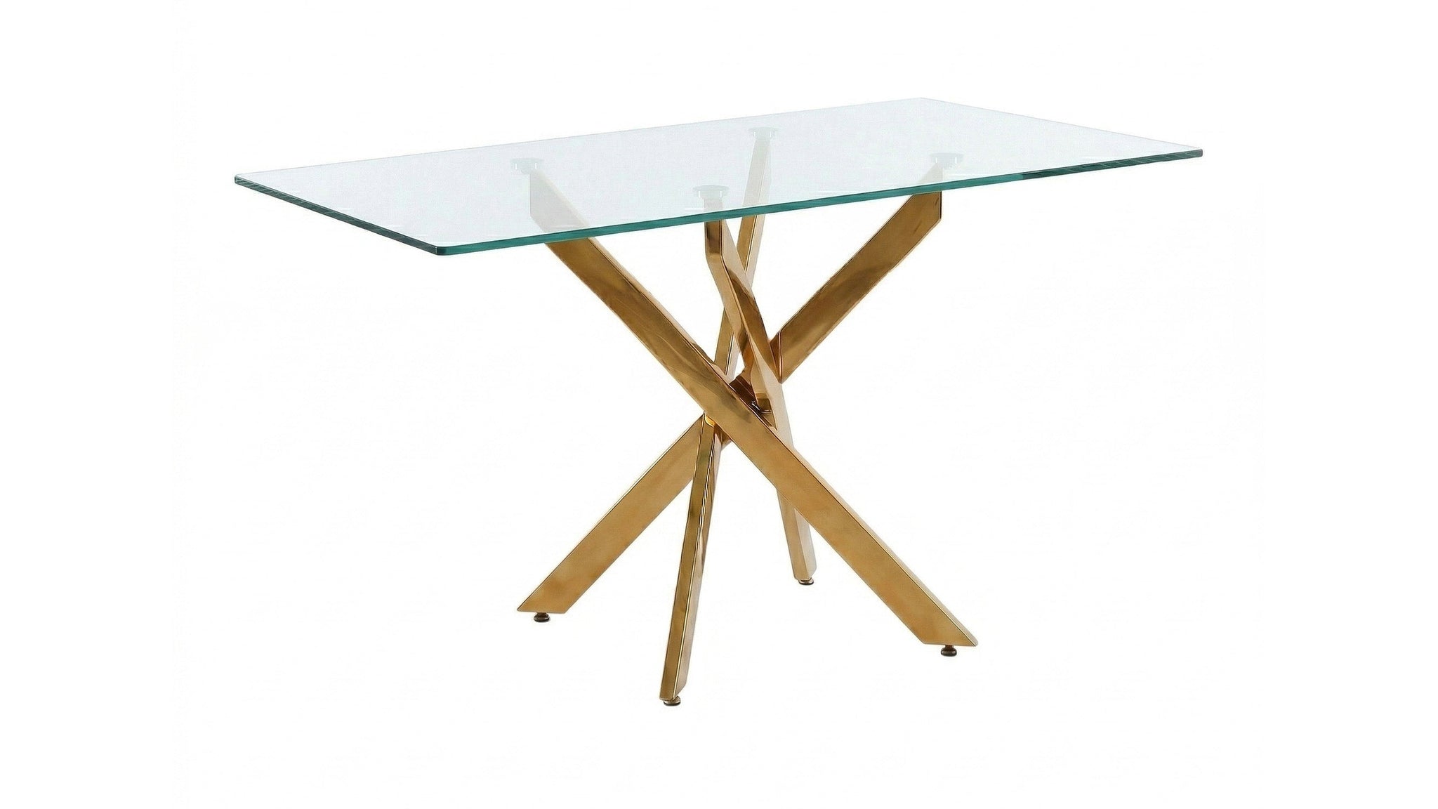 Rectangular Glass Dining Table with Gold-Plated Legs by HouseOfZazla