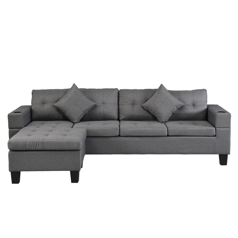 Sectional Sofa Set For Living Room With L Shape Chaise Lounge, Cup Holder And Left Or Right Hand Chaise Modern 4 Seat by Unique Piece Furniture