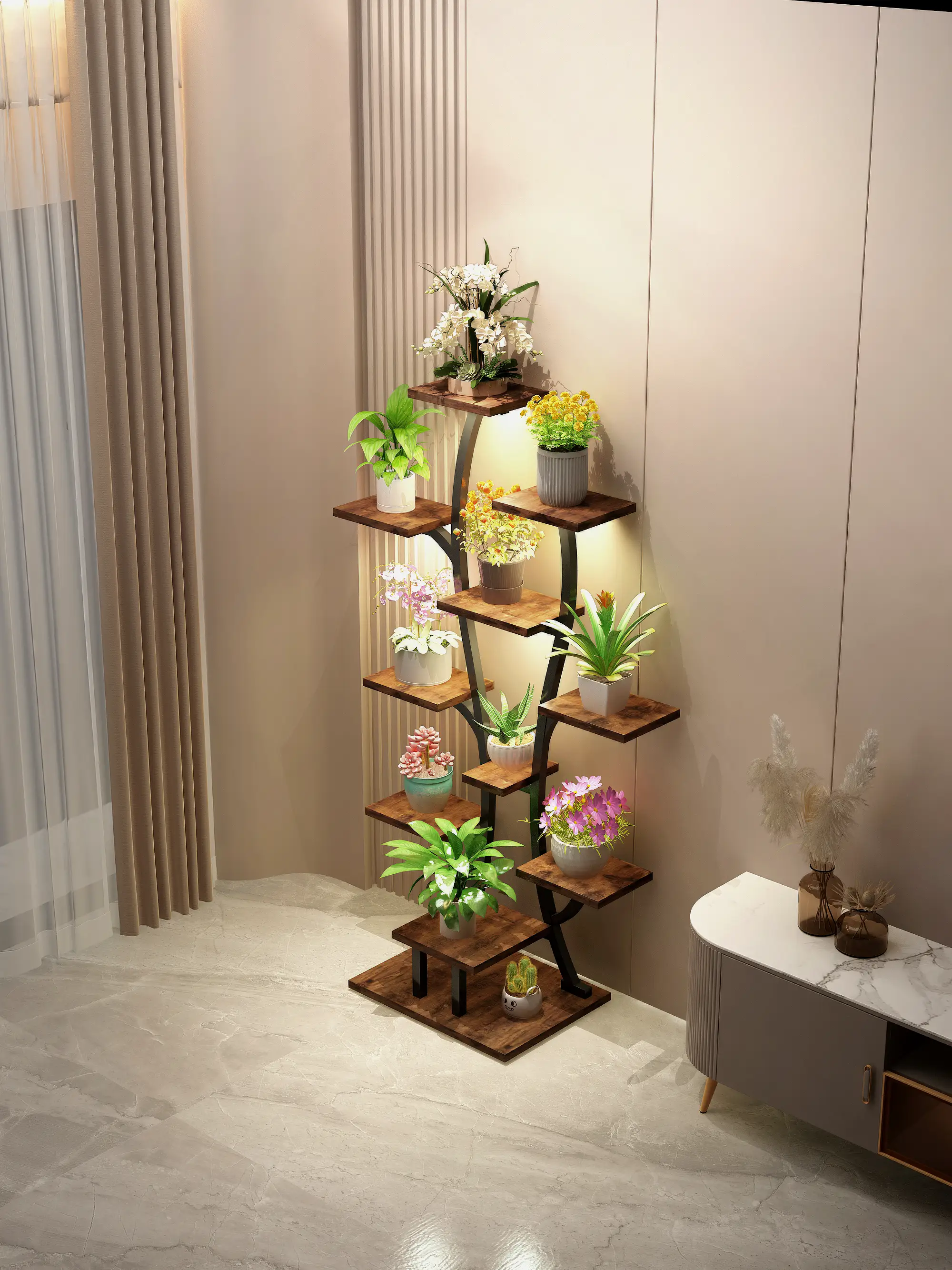 Vase Shape Plant Stand Indoor with Grow Lights by HouseOfZazla