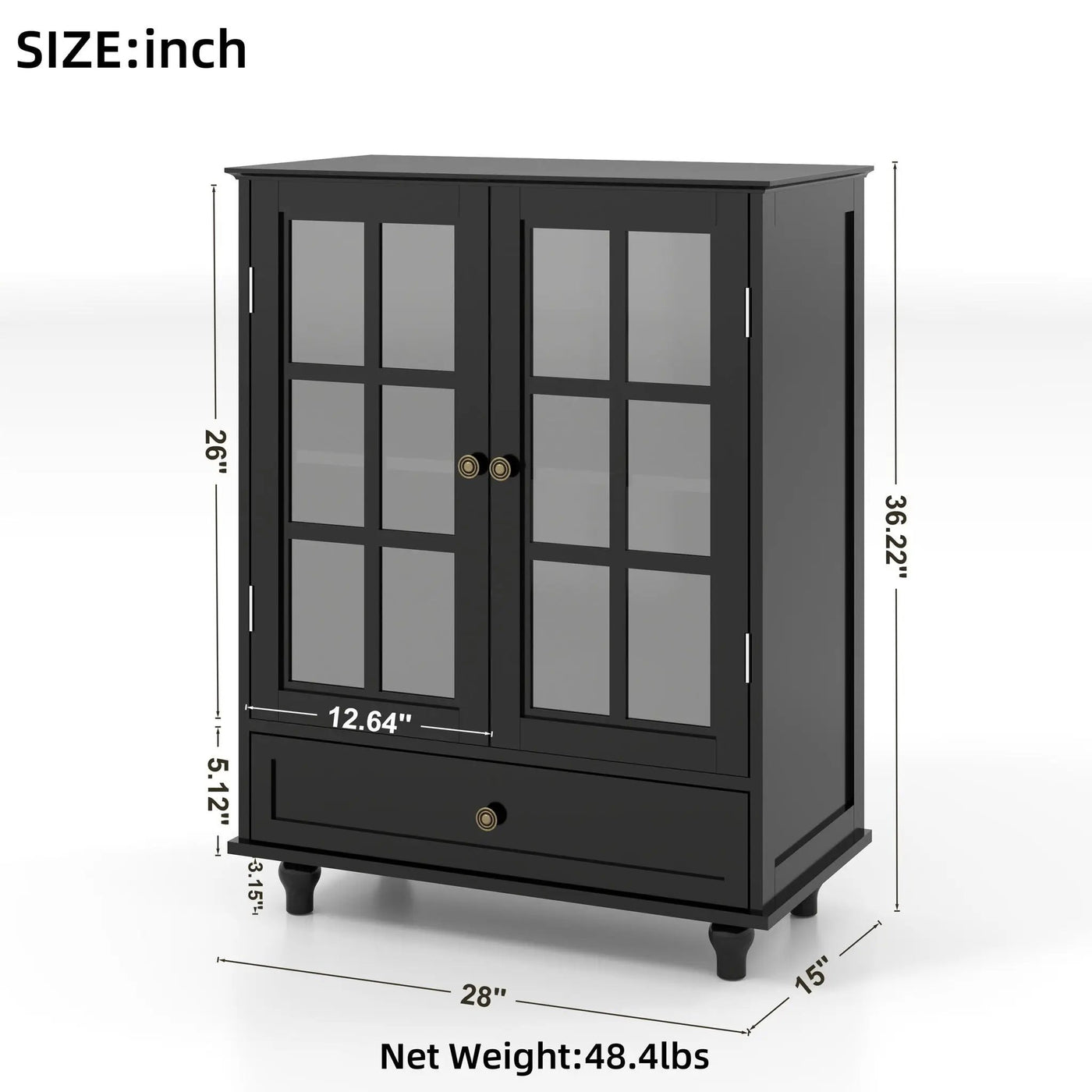 Minimalist Buffet Cabinet With Double Glass Doors And Drawer by HouseOfZazla
